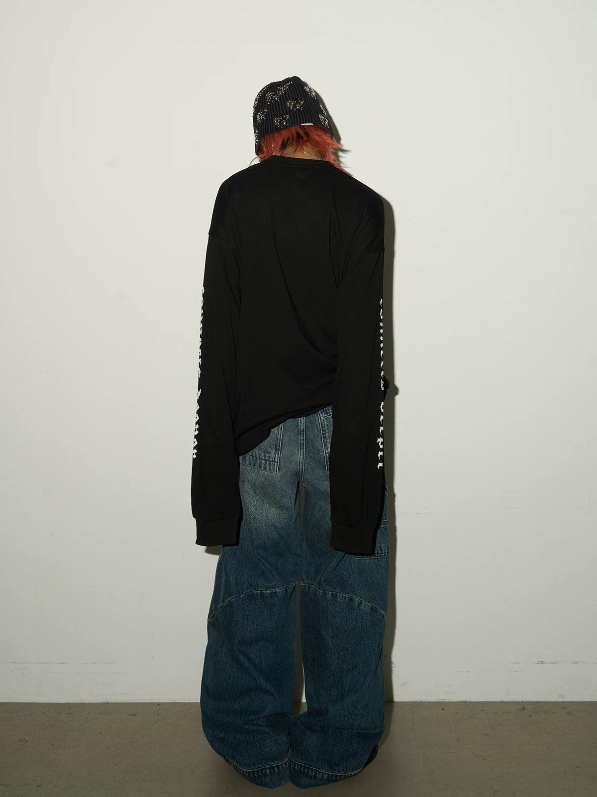 Gothic Print Damage Long Sleeve T-Shirt