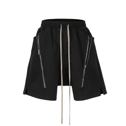Kurze Hose mit Kordelzug und Reißverschluss - Black / M