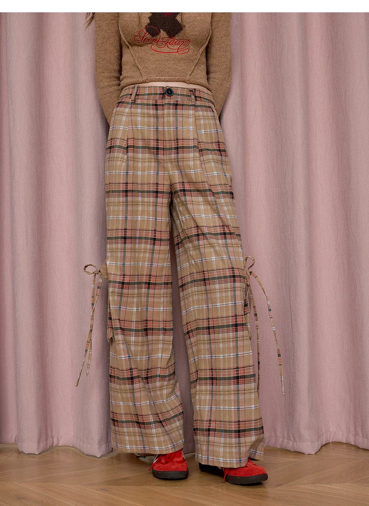 Plaid Wide-Leg Pants