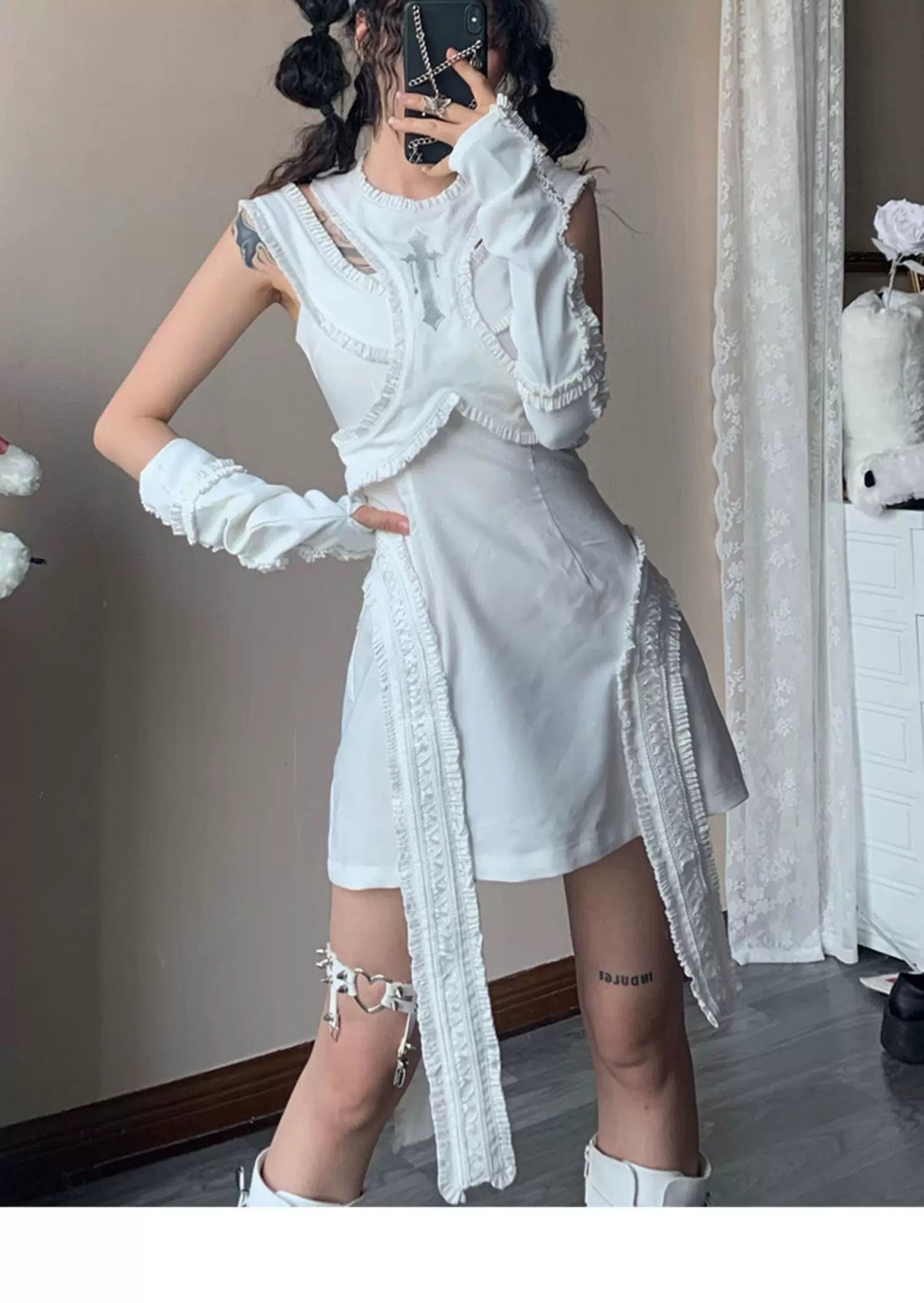 Ruffle Patchwork Sleeveless Dress