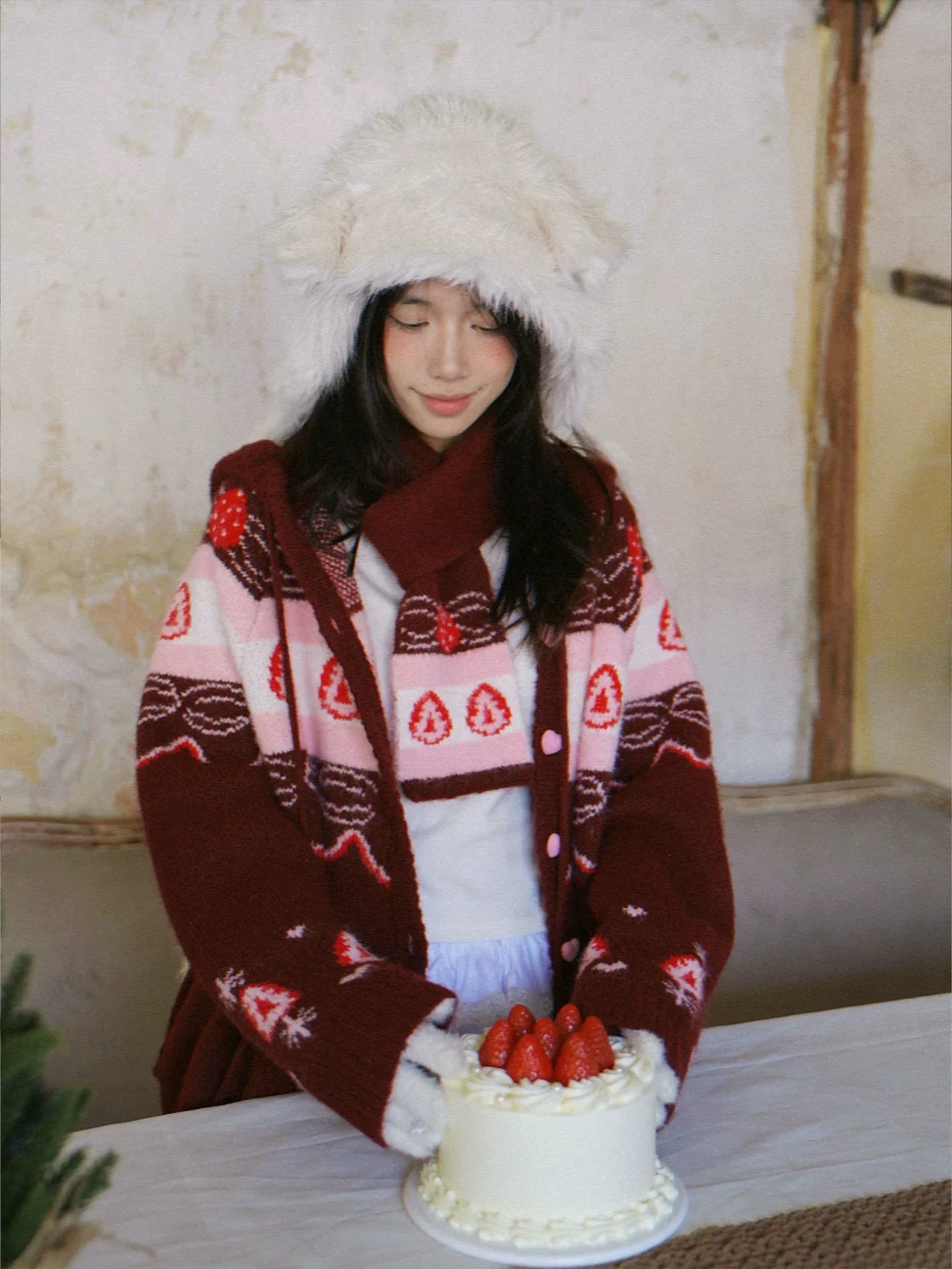 Strawberry Cake Knit Cardigan