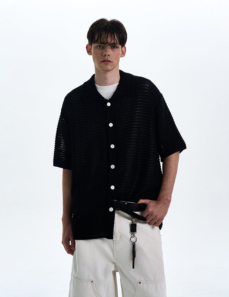 Camisa de manga corta de punto calado