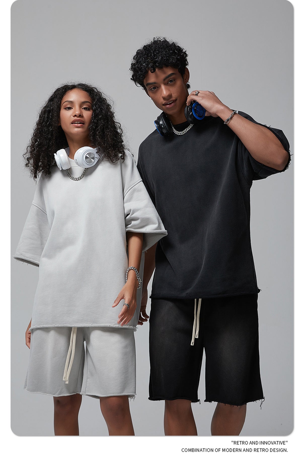 Oversize Spray-dyed Short-sleeve T-shirt & Spray-dyed Short Sweatpants Setup