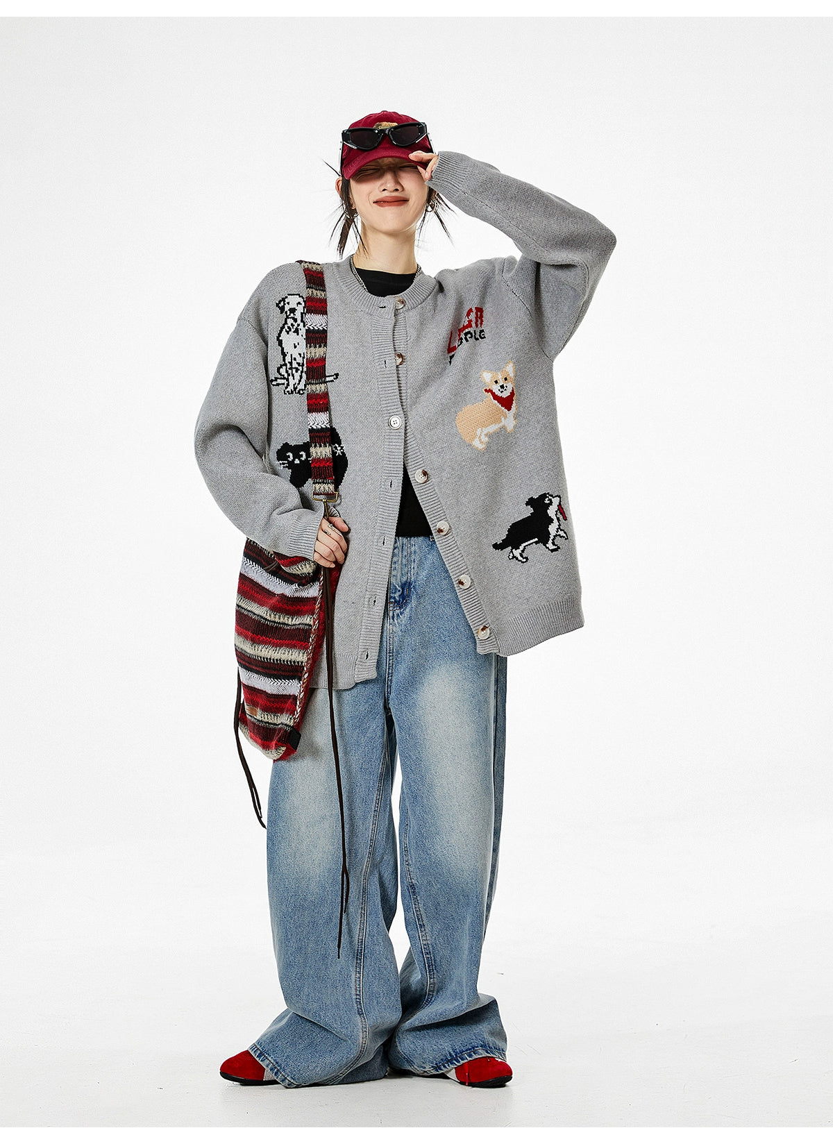 Holiday Printed Oversized Cardigan