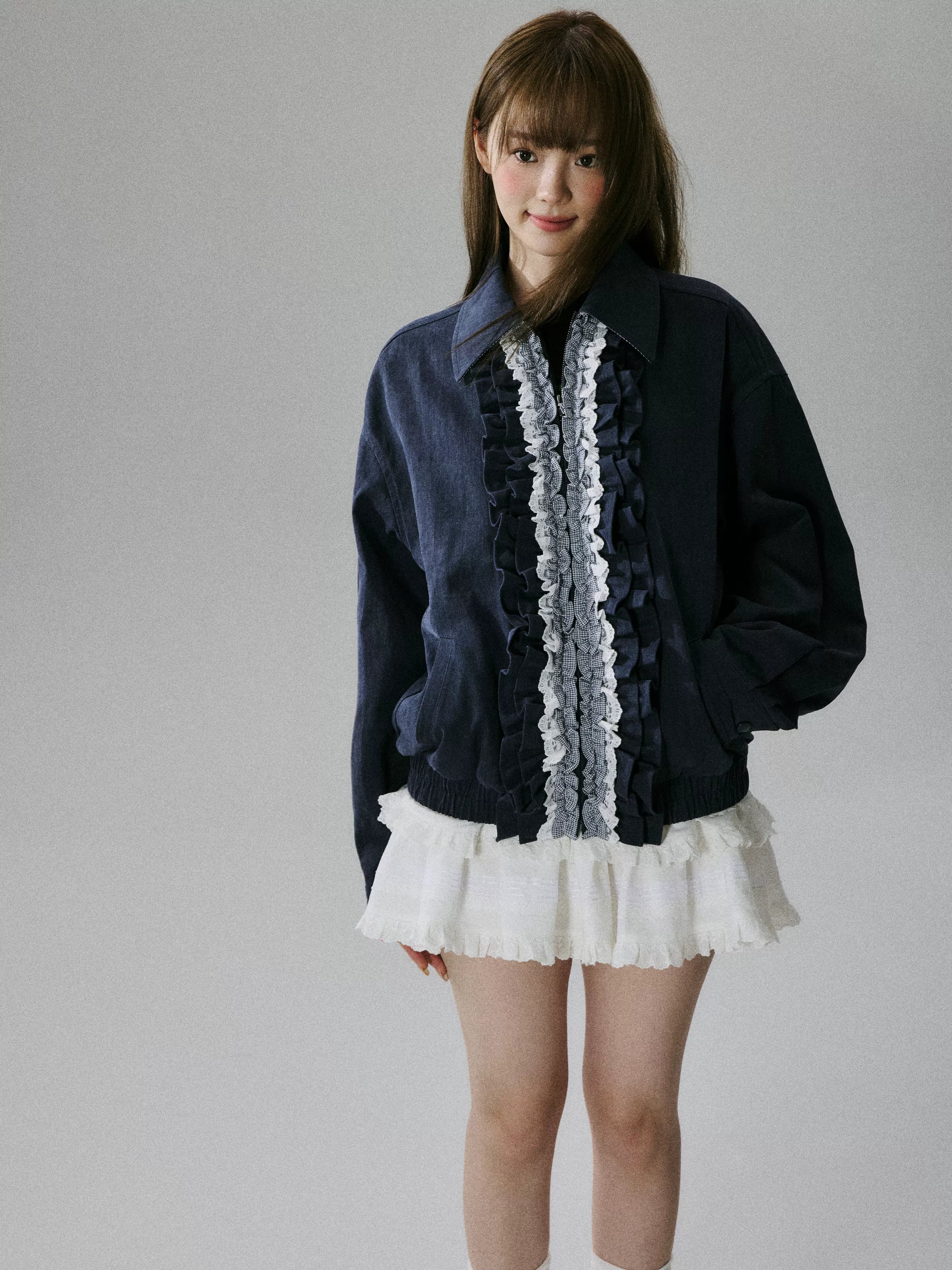 Ruffled Lace Detail Jacket