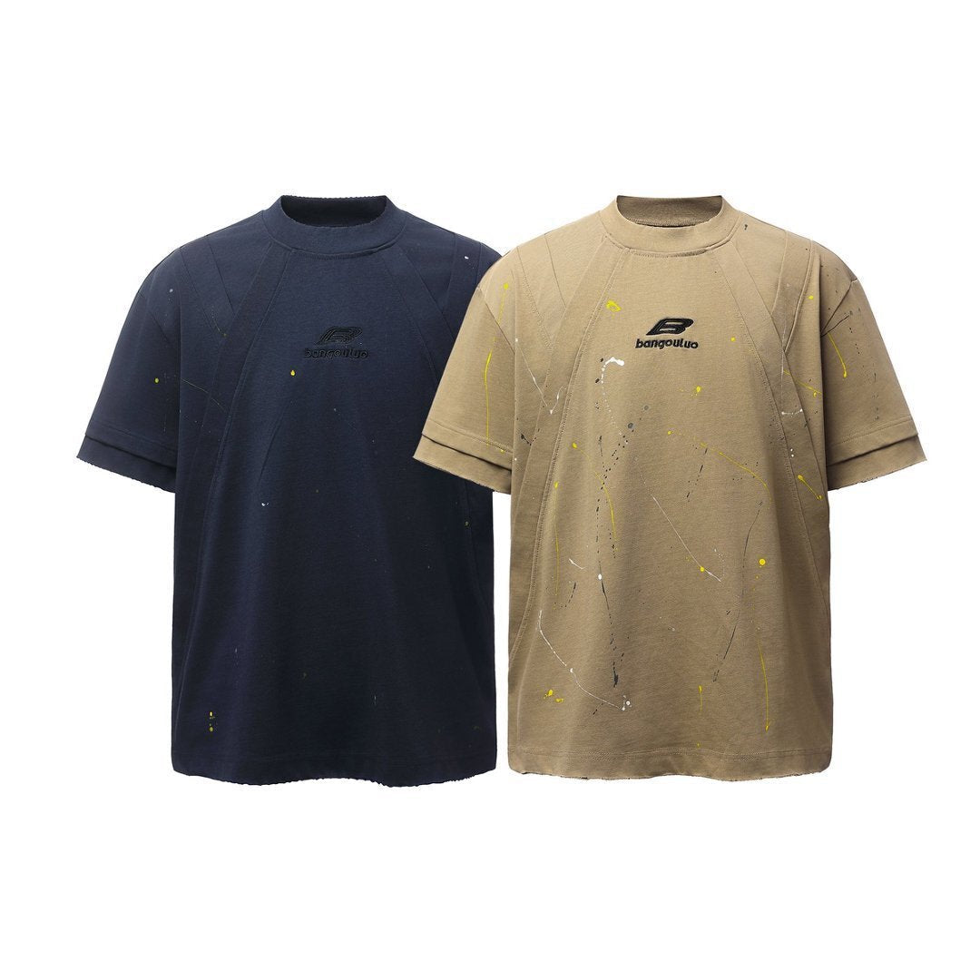 Washed Damage Paint Splatter Short Sleeve T-Shirt