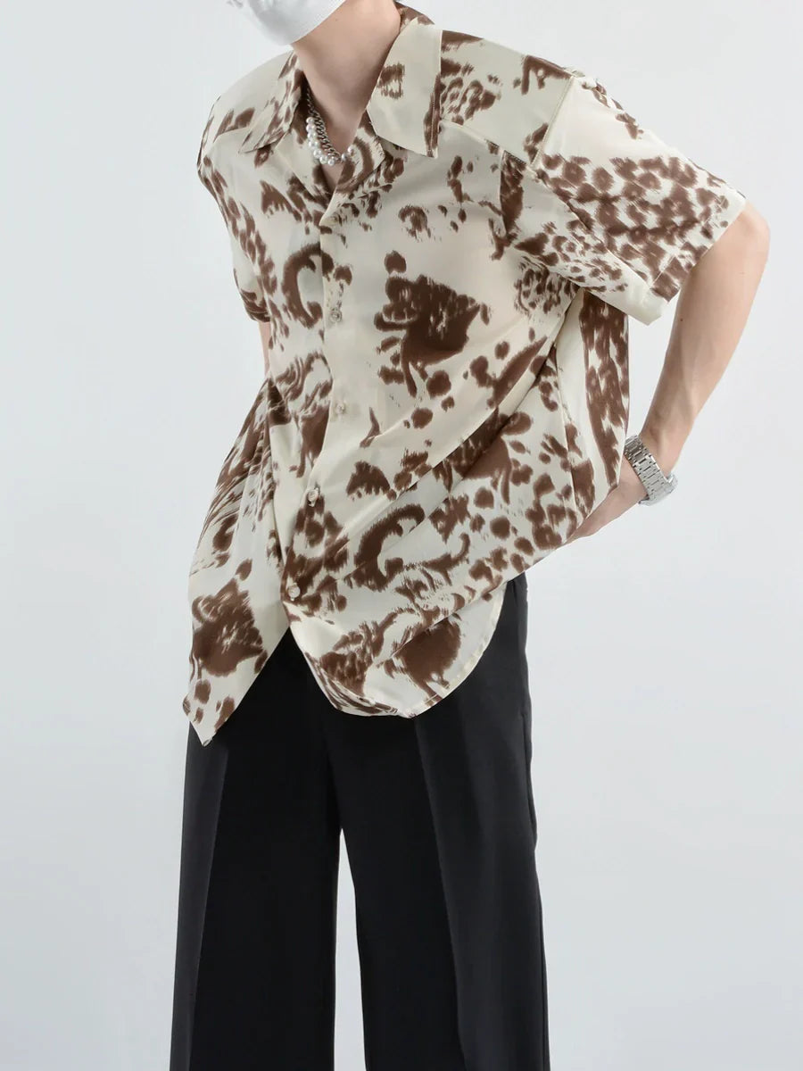 Floral Print Oversize Short Sleeve Shirt