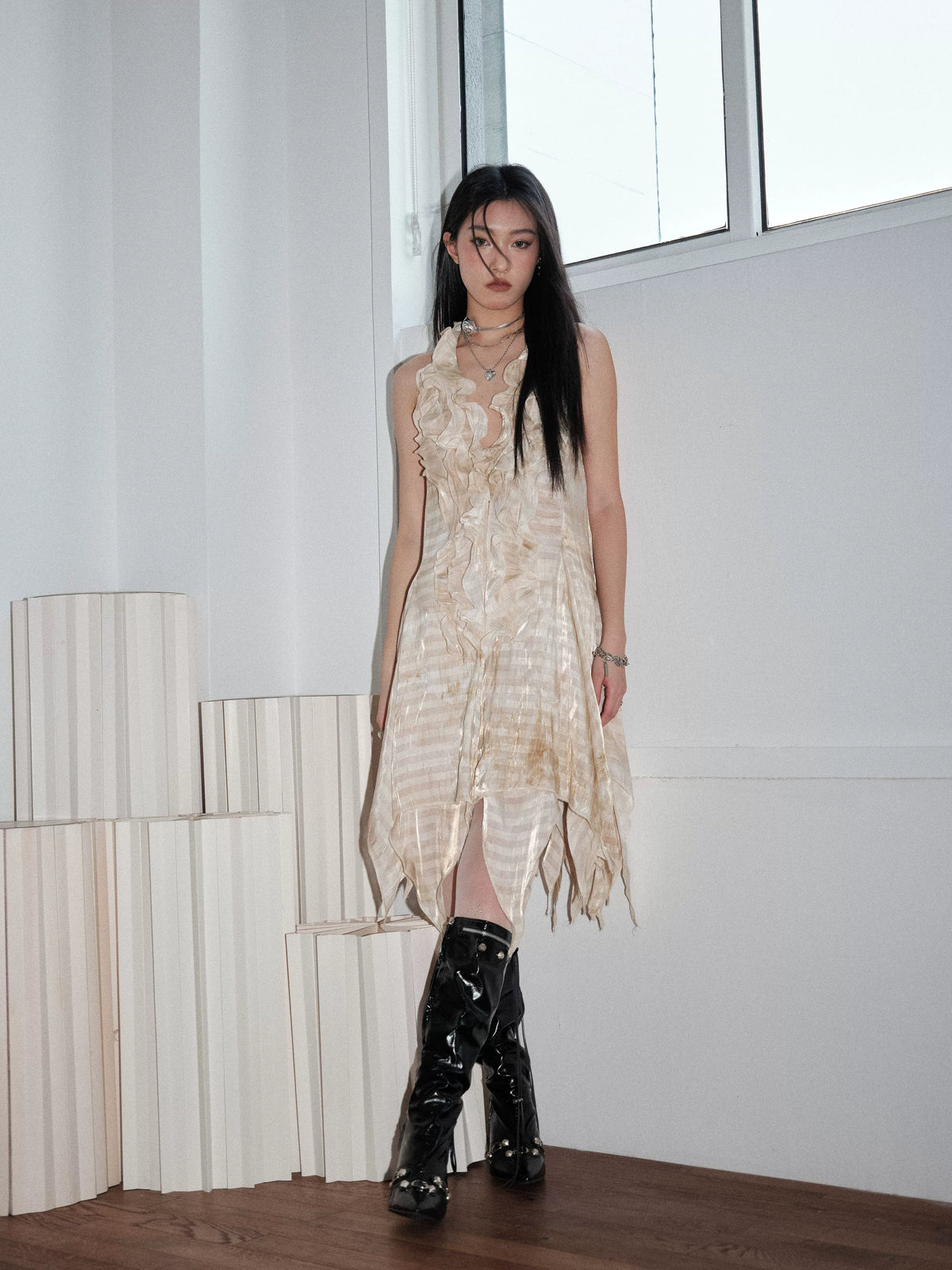 Tie Dye Hanging Neck Bare Back Dress