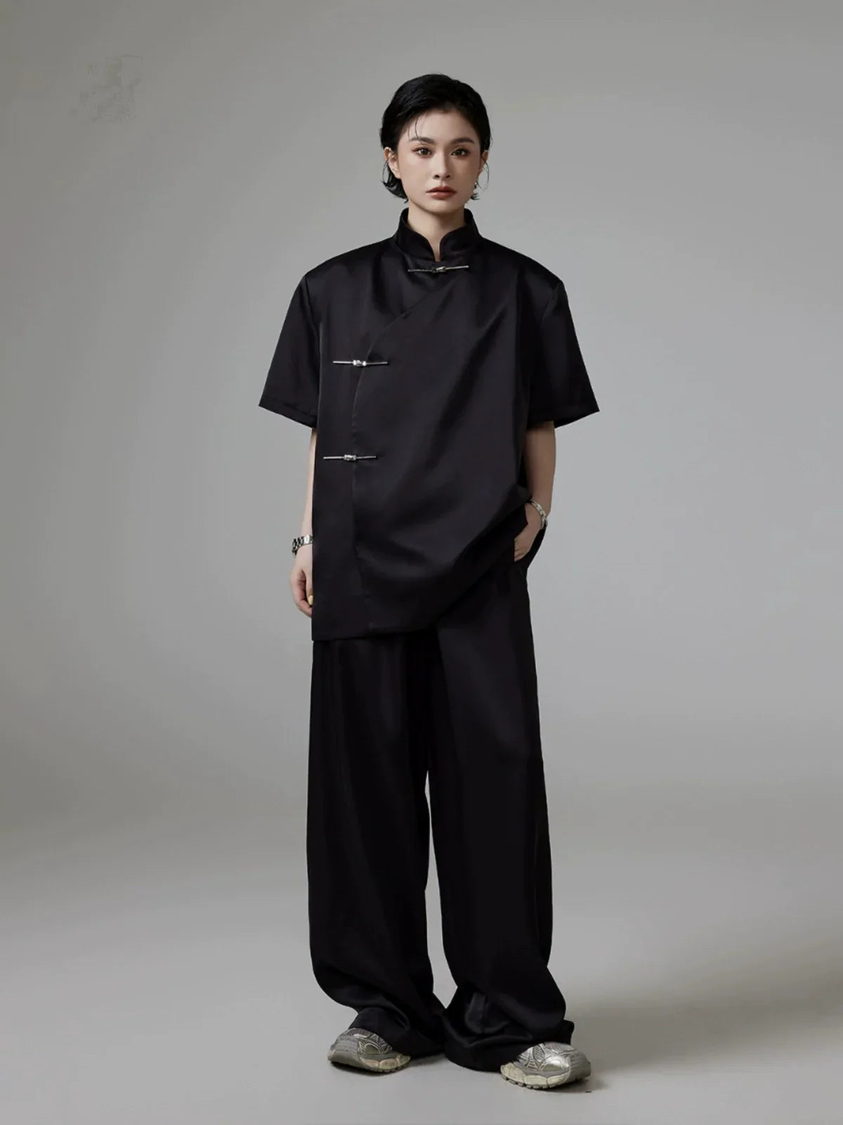 Oversize Chinese-Style Short Sleeve Shirt