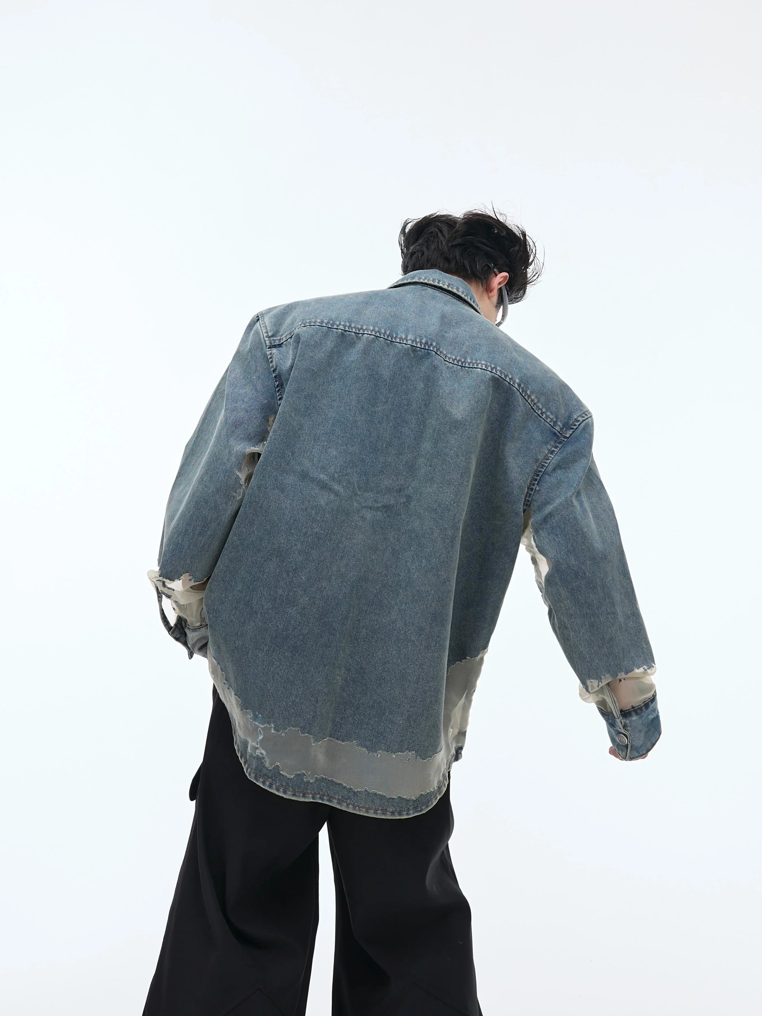 Oversize Damage Sheer Denim Shirt