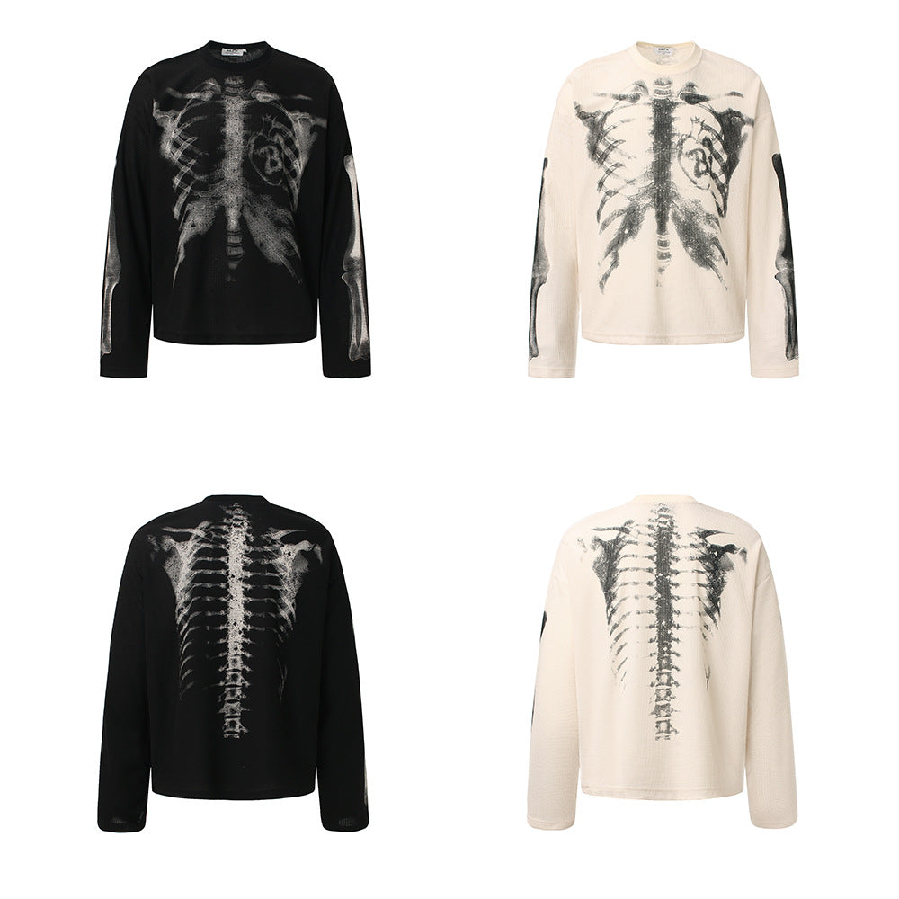 Abstract Pattern Waffle Long Sleeve T-Shirt