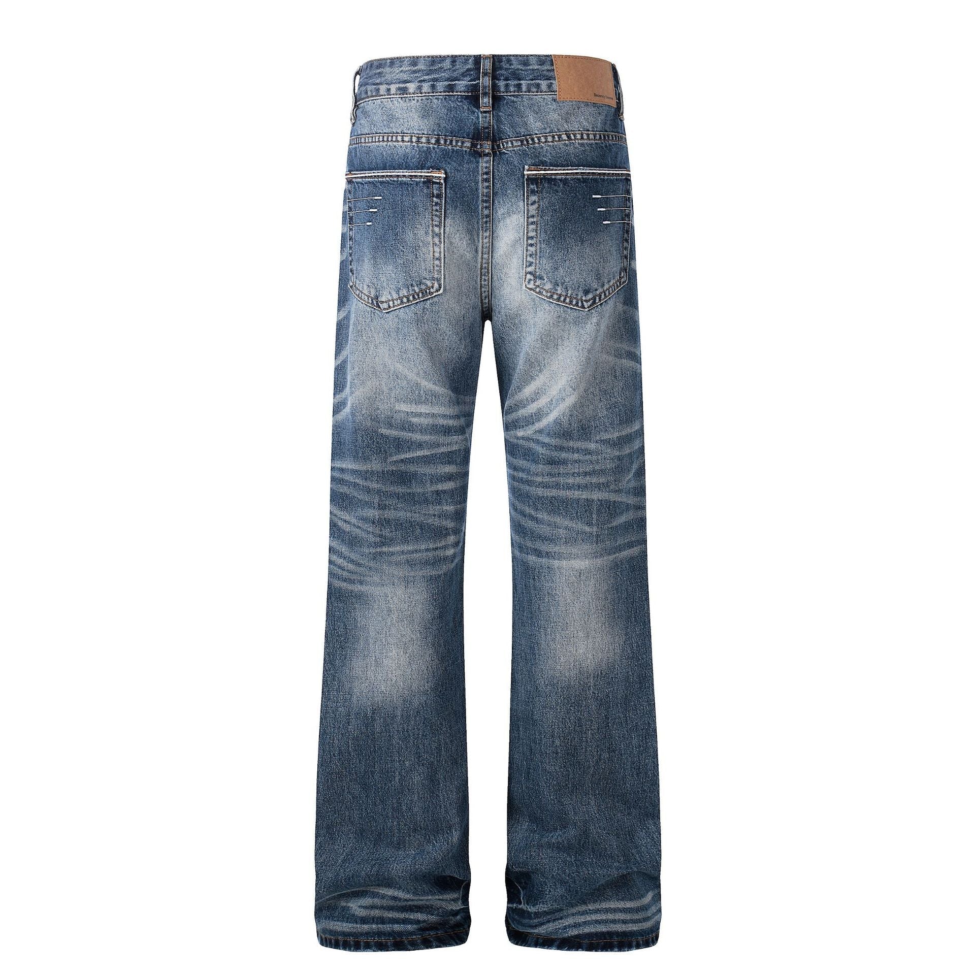 Whisker Washed Flare Denim Jeans