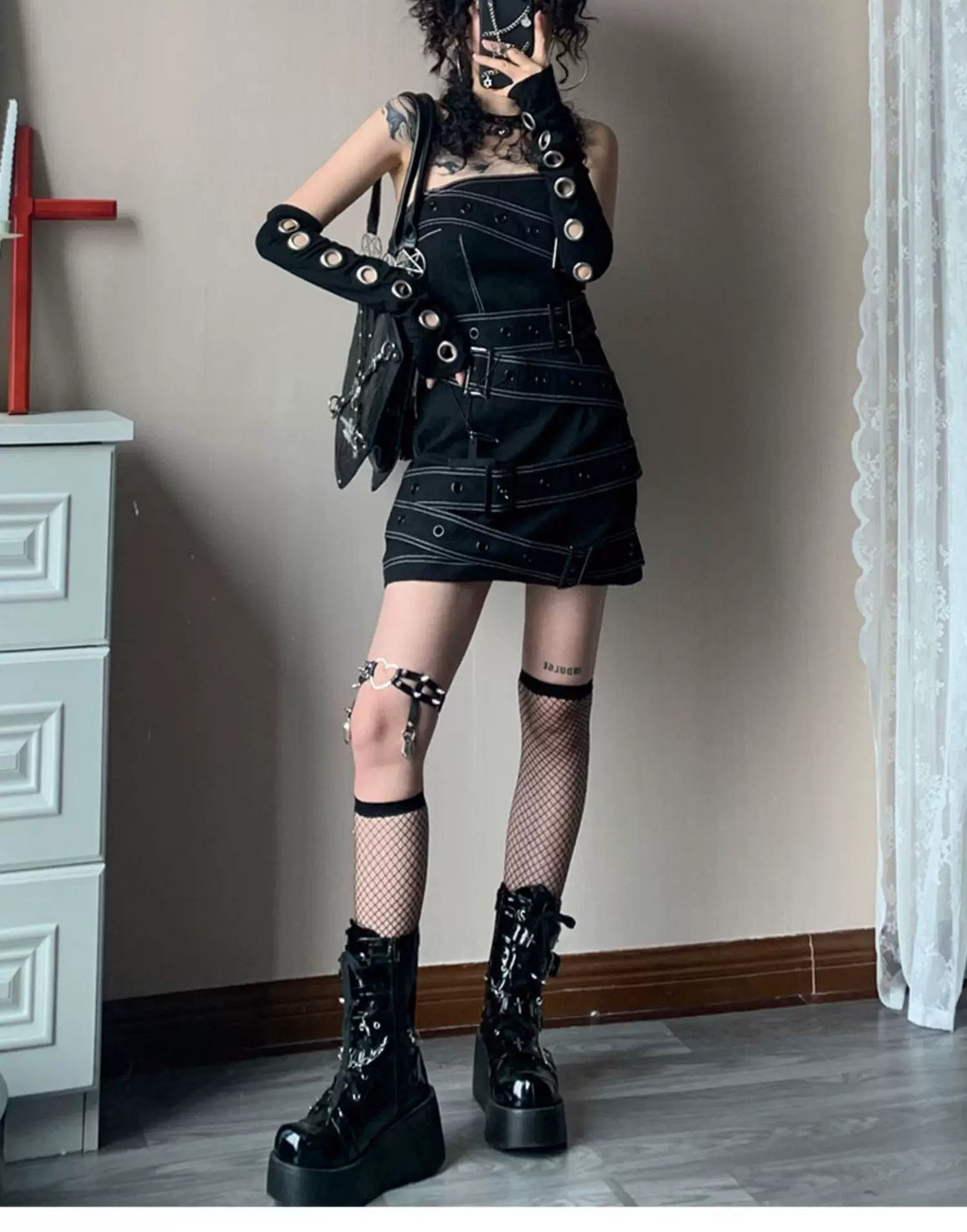 Denim Metal Hardware Sleeveless Dress