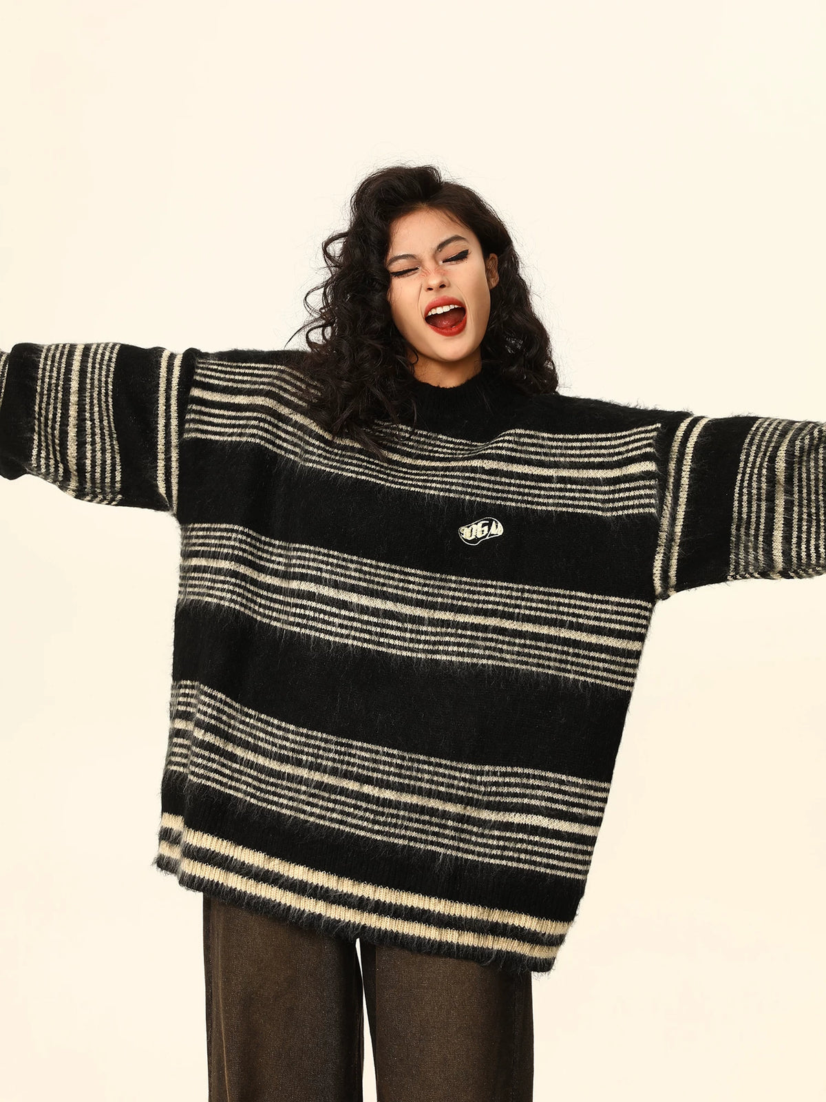 Oversized Striped Knit Sweater