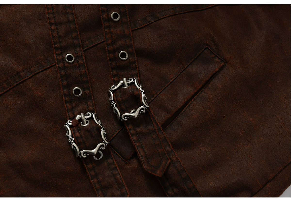 Fake Fur Hooded Multi-Pocket Buckle Detail Jacket