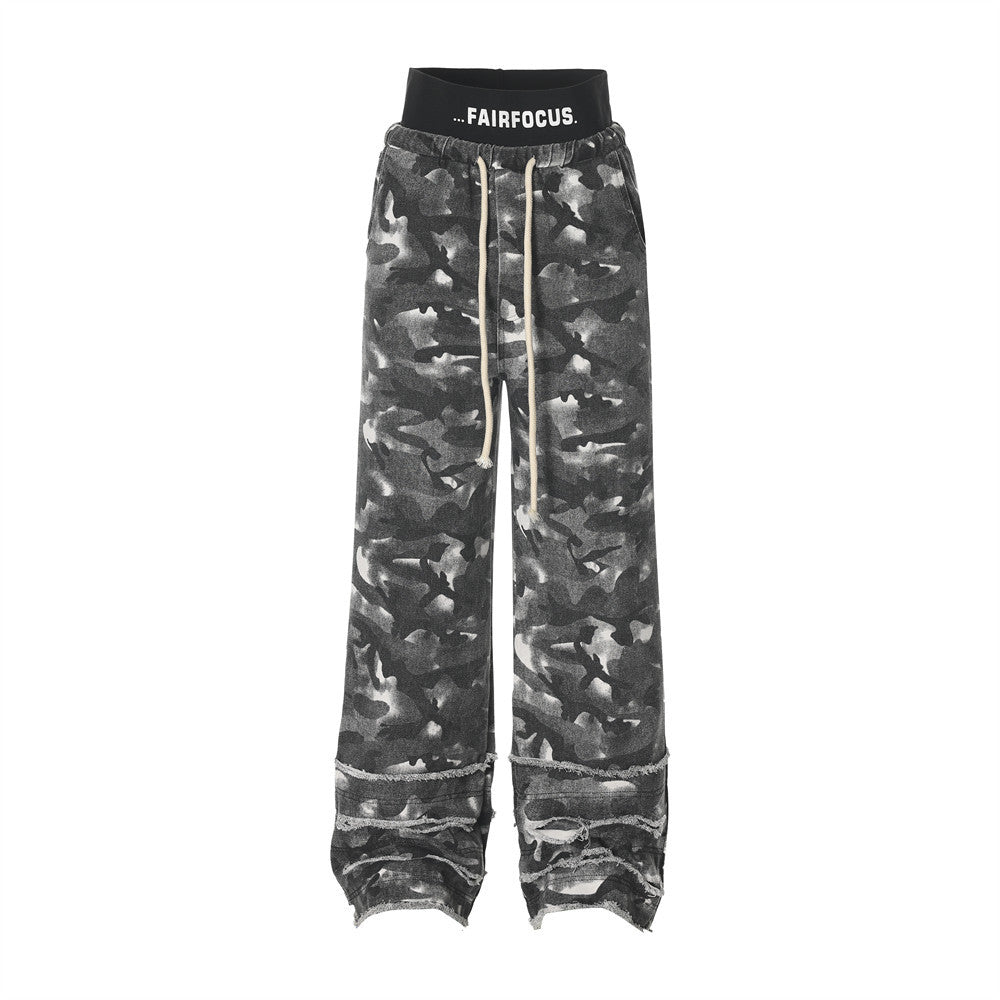 Frayed Camouflage Waistband Sweatpants