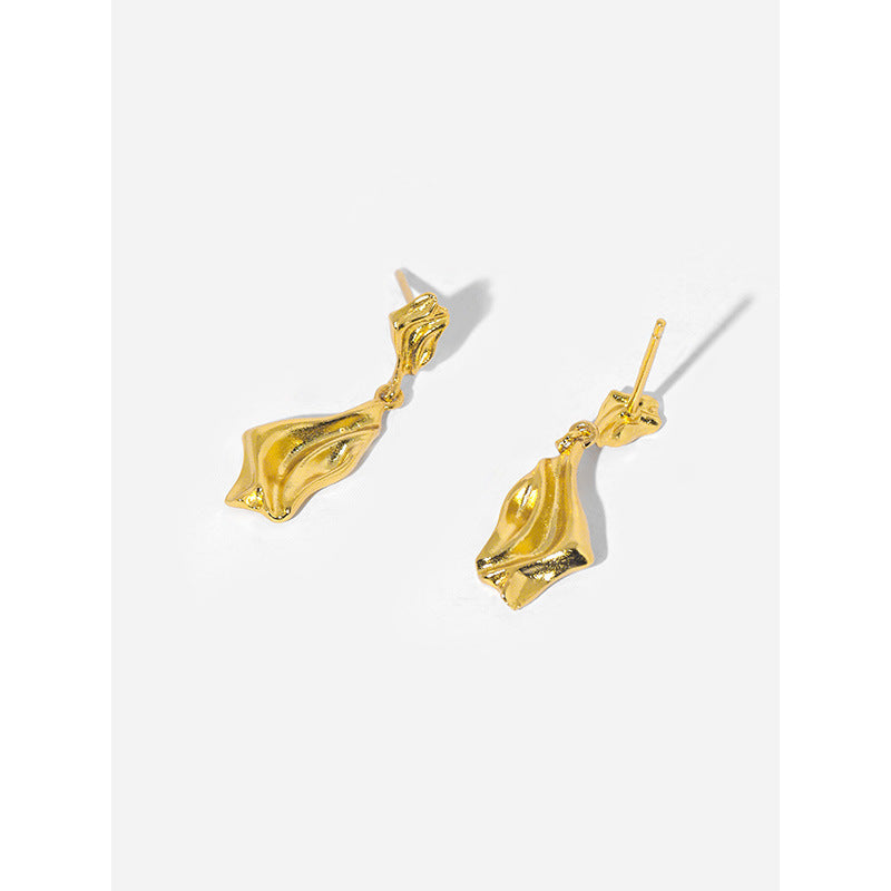Crumpled Silver Twisted Dangle Earrings