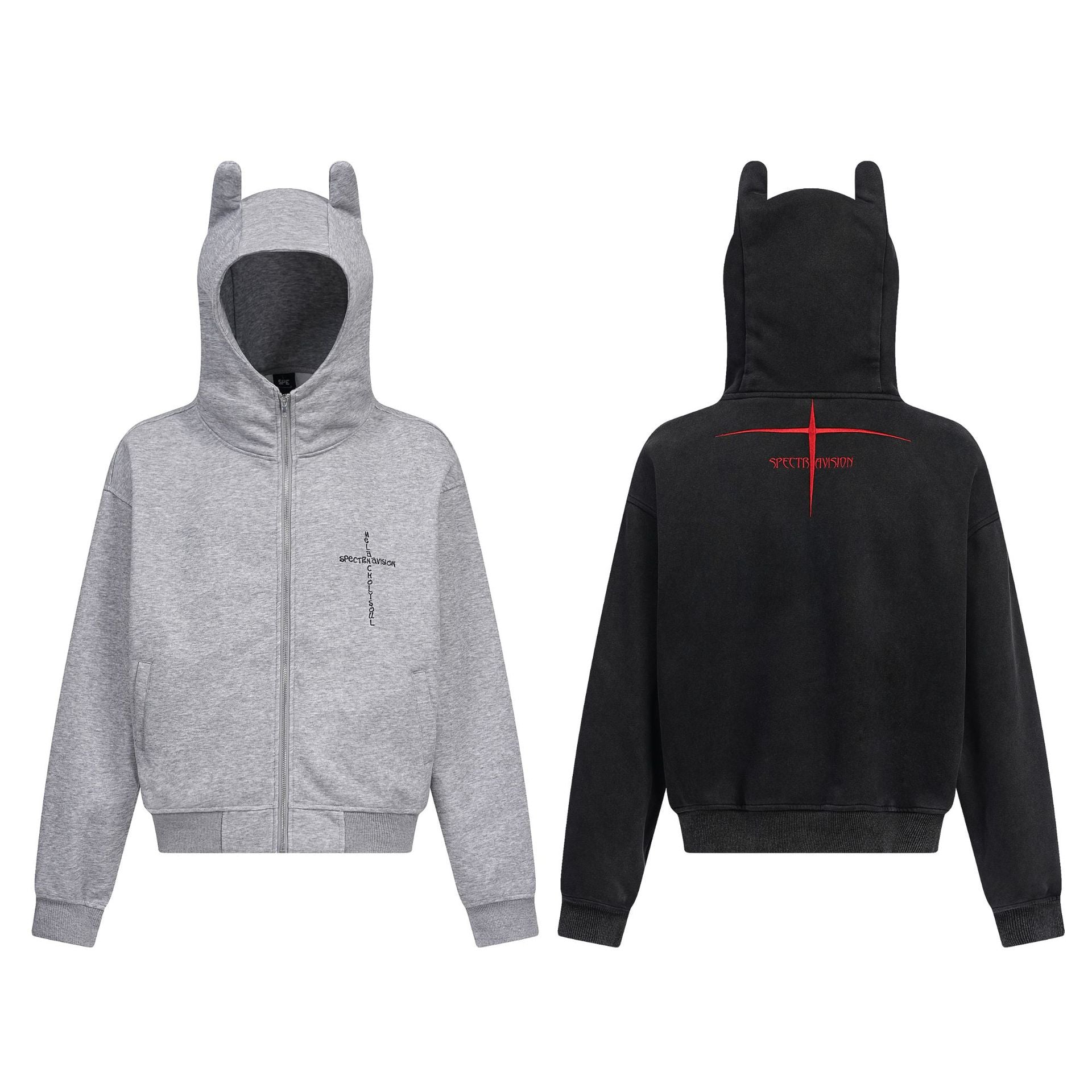 Devil Ear Washed Zipper Hoodie