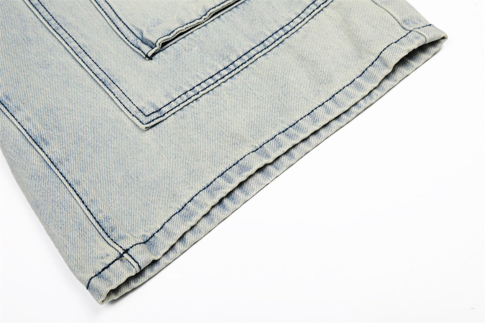 Acid-Washed Wide-Leg Cargo Shorts