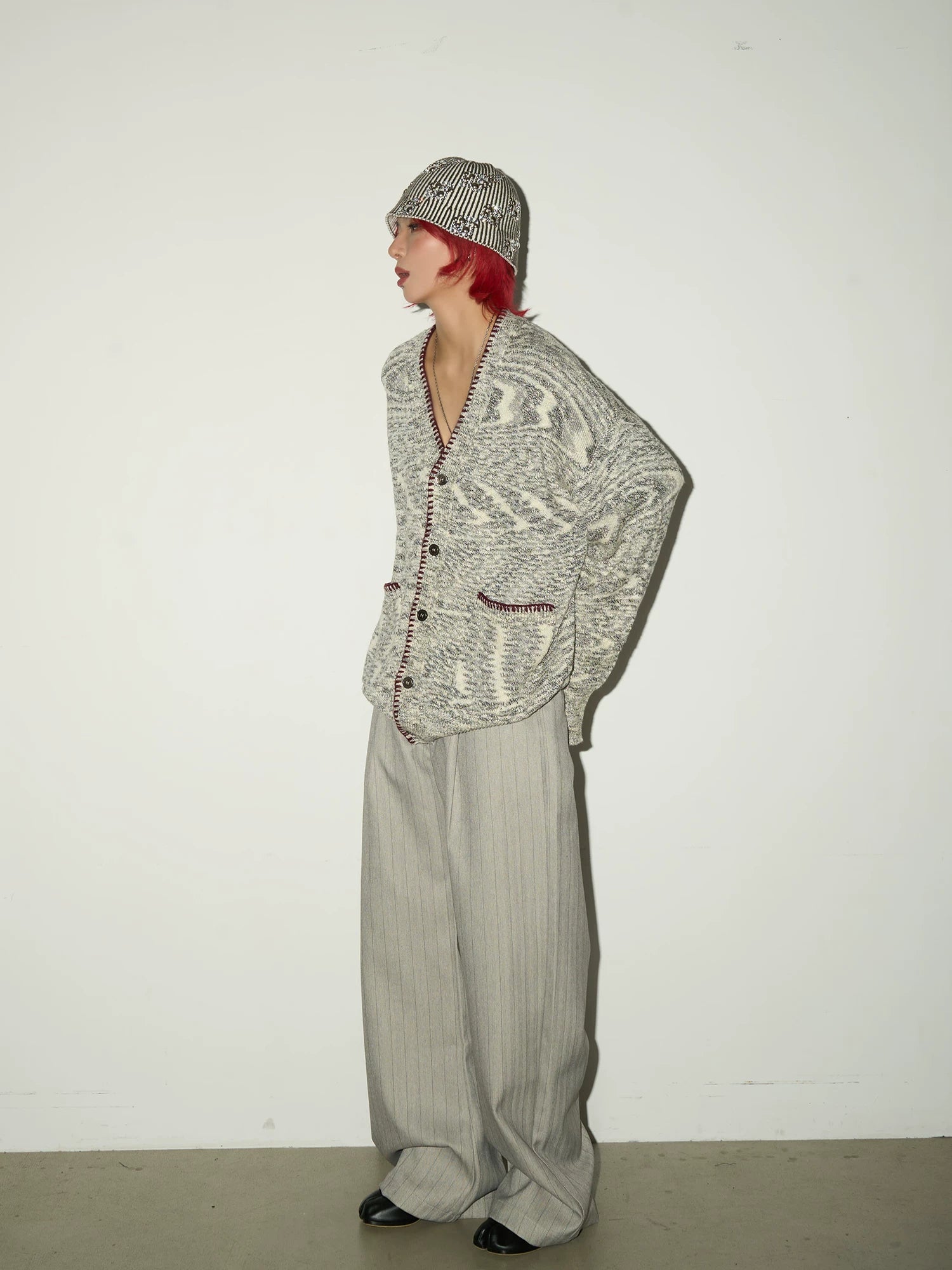 Melange Knit Pocket Button Cardigan