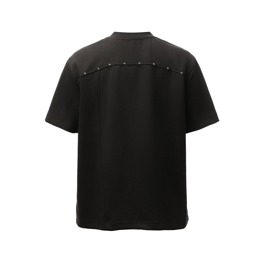 Heavyweight Double Yarn Deconstruction Beads Oversize Short Sleeve T-Shirt