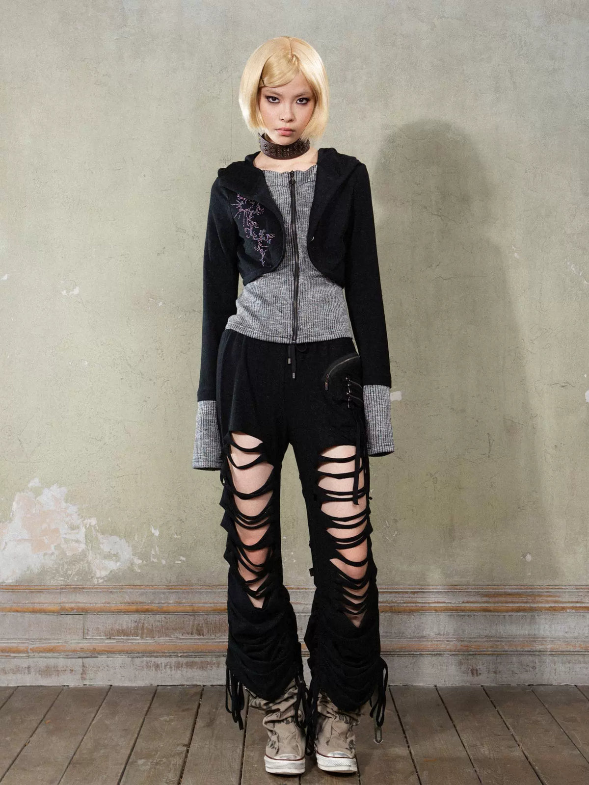 Fake Layered Long Sleeve Hooded Knit Cardigan