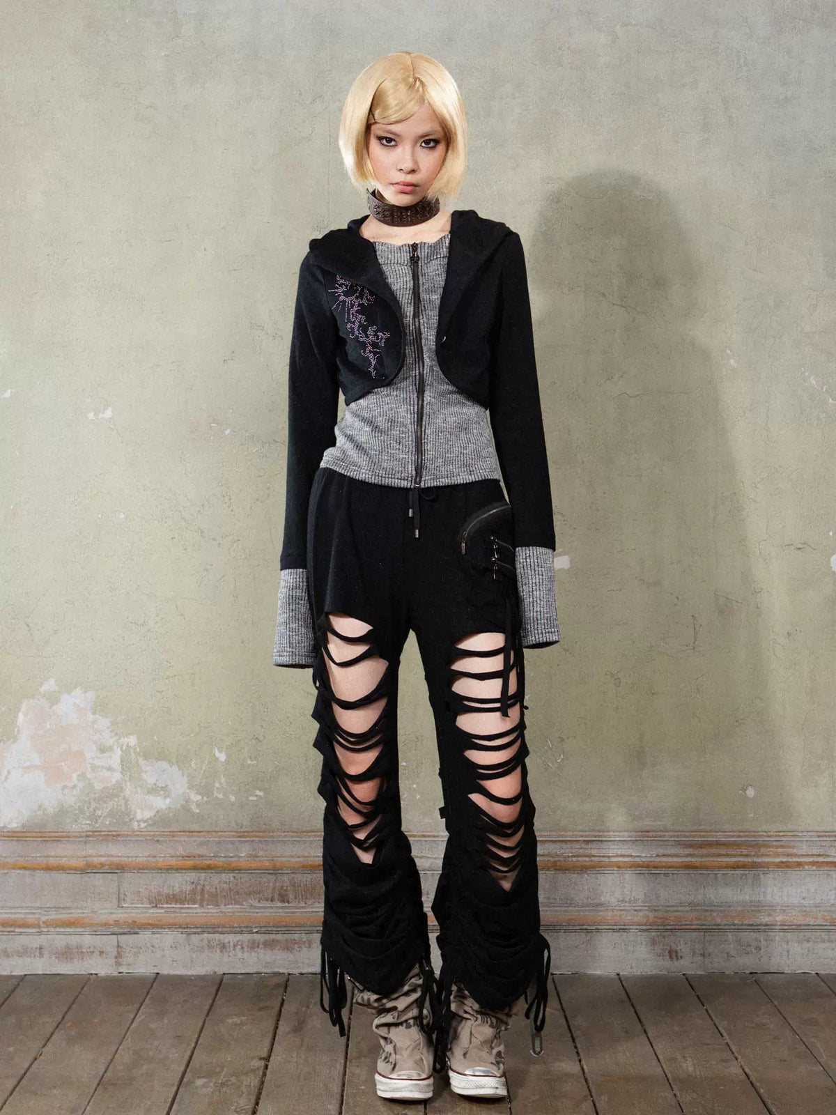Fake Layered Long Sleeve Hooded Knit Cardigan