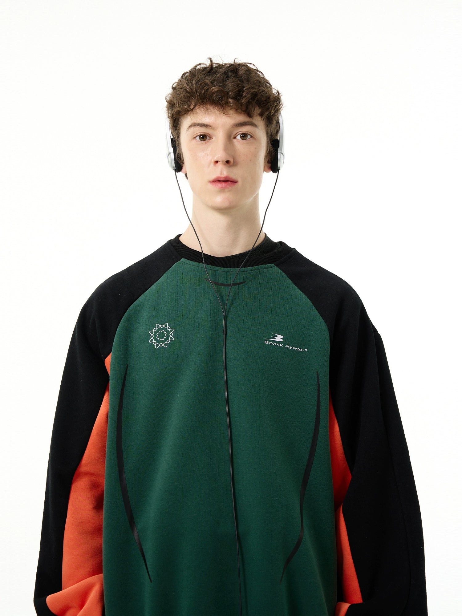 Sweat-shirt rétro à col rond