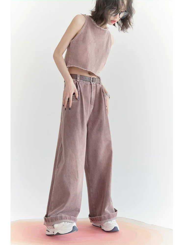 Wide-Leg Buggy Denim Jeans