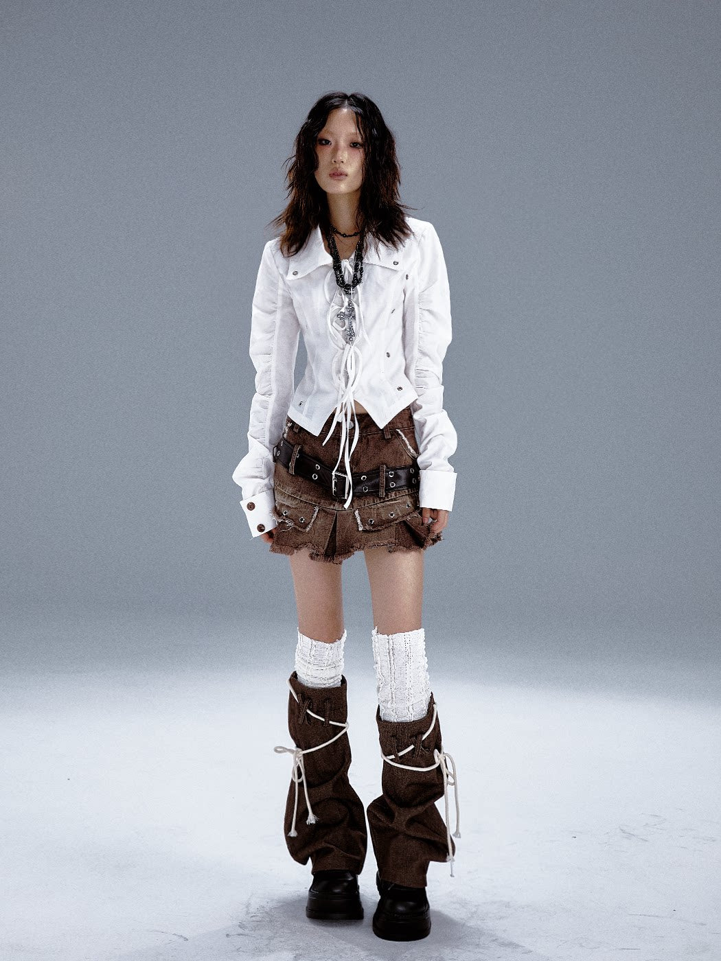 Cutout Tie-Waist Long Sleeve Shirt