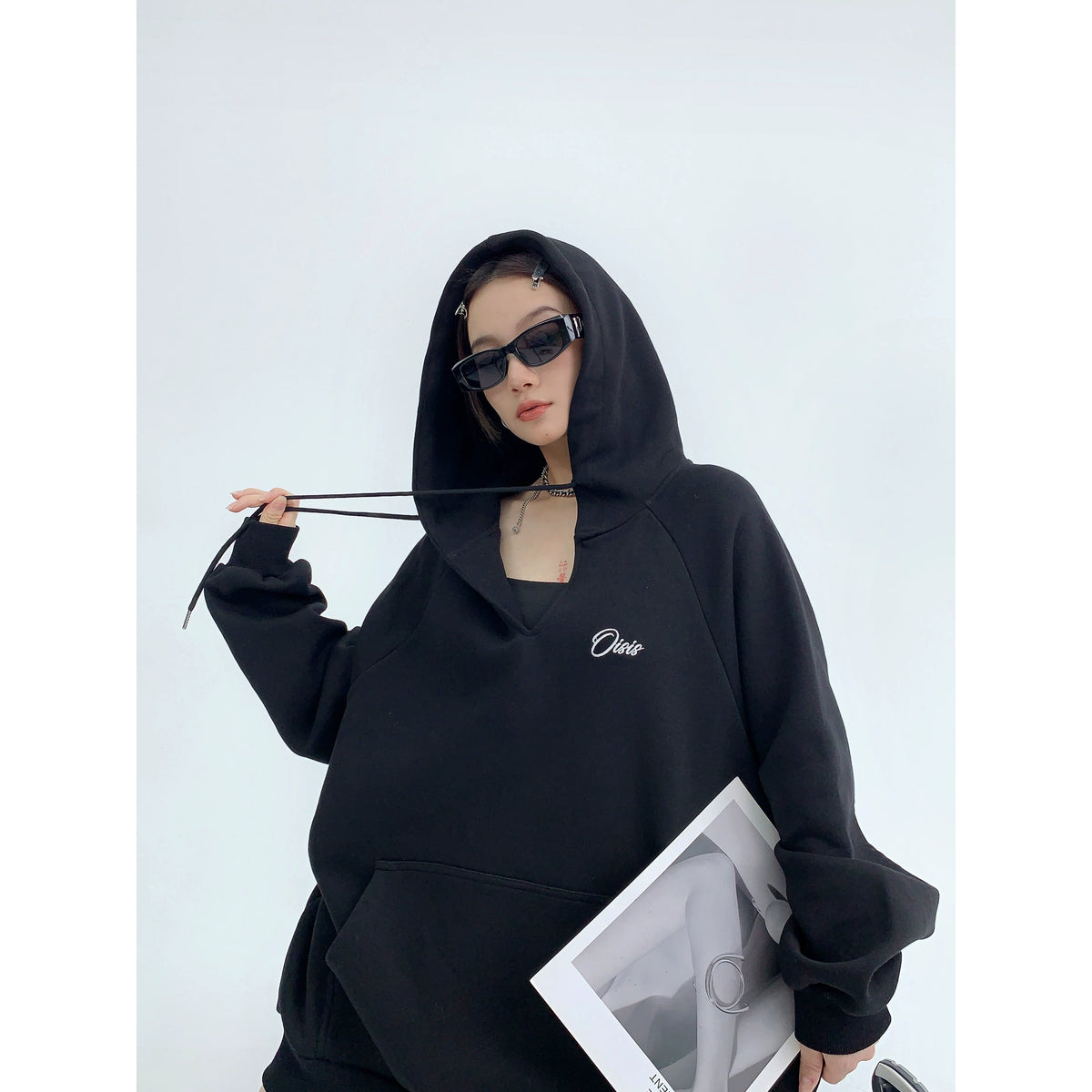Oversized V-Neck Hoodie