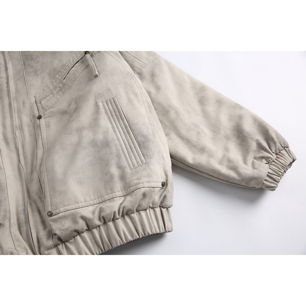 Distressed Stand Collar Jacket