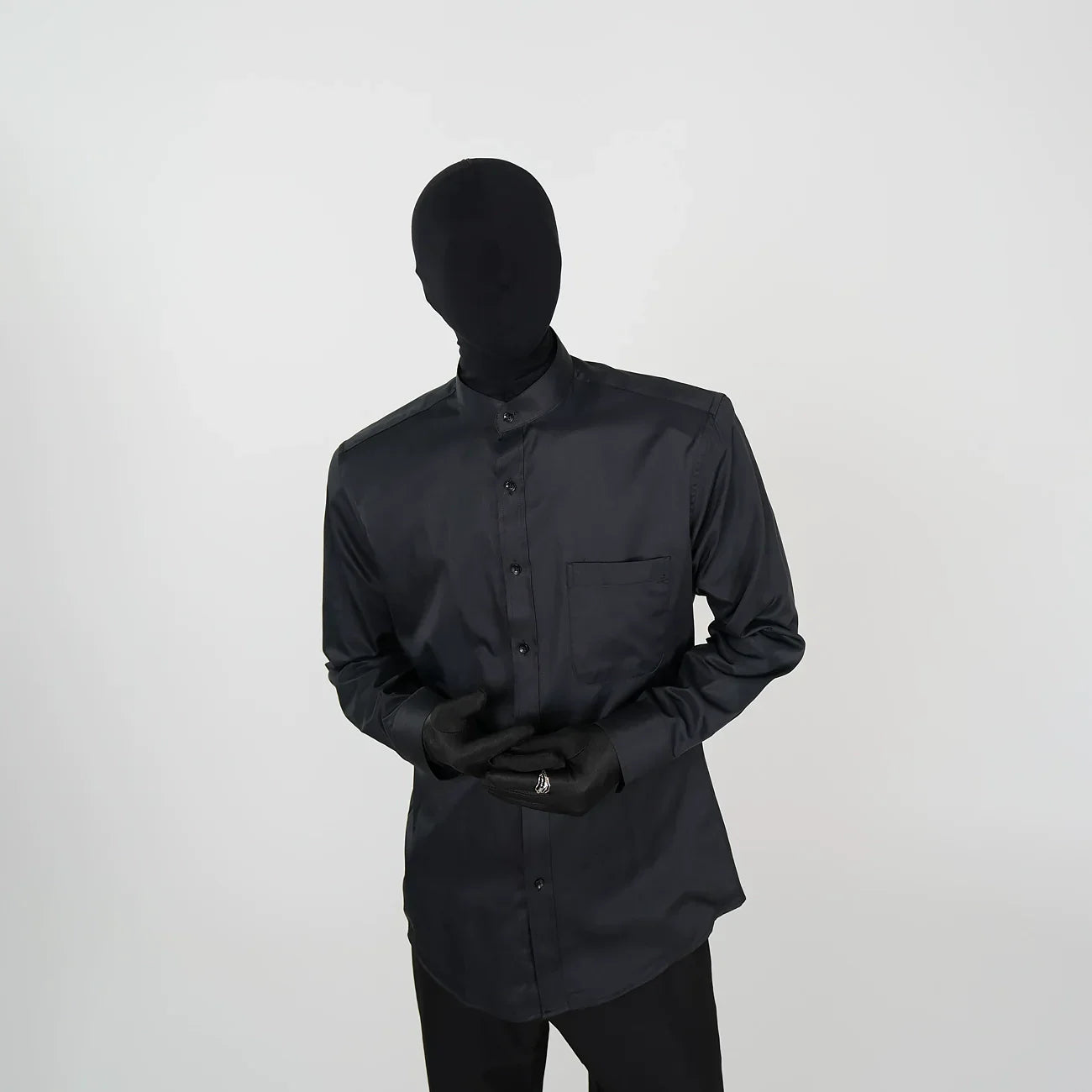 Standing-Neck Wrinkle-Resistant Long Sleeve Shirt