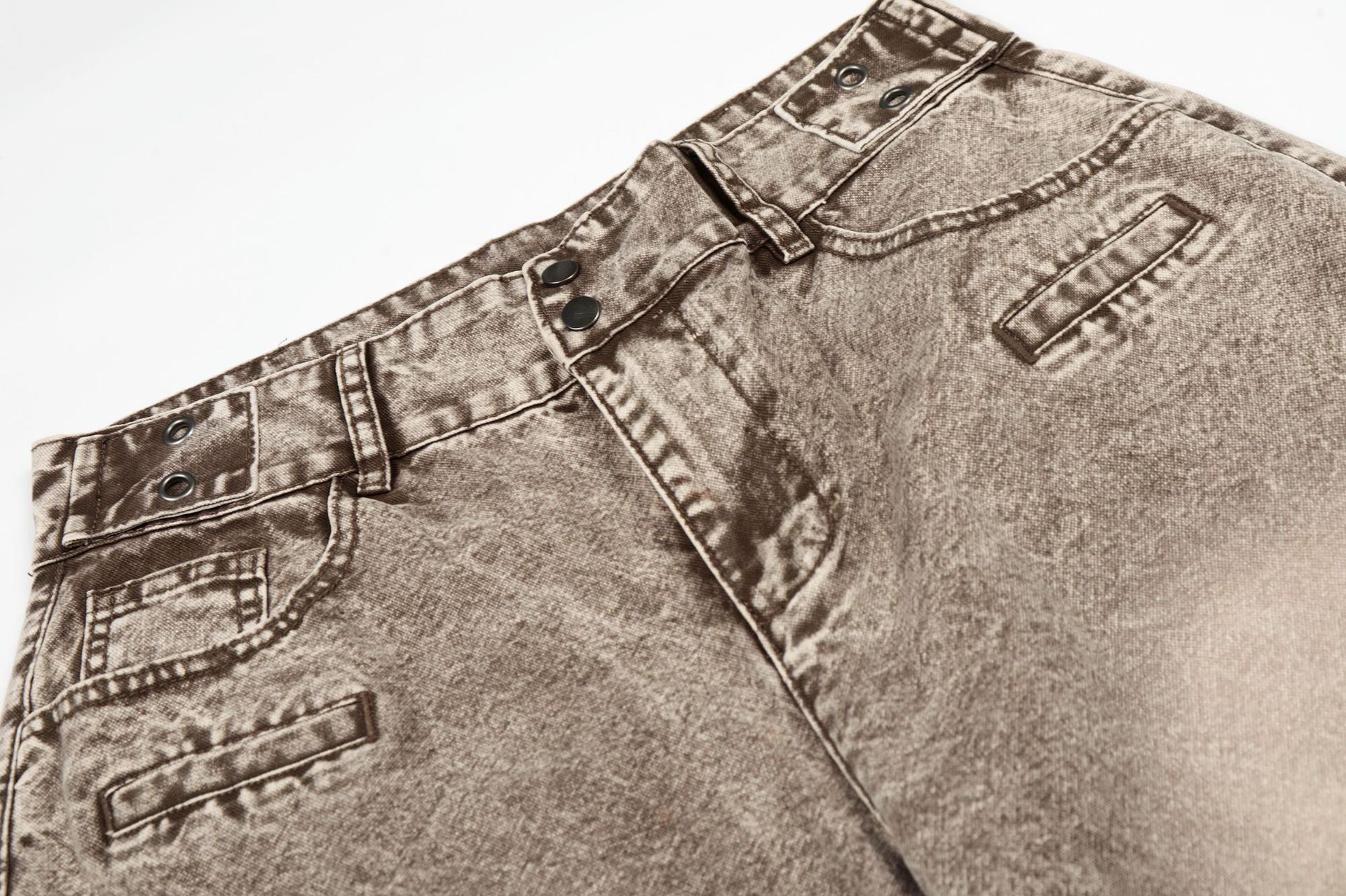 Washed Damage Wide Leg Curved Denim Jeans