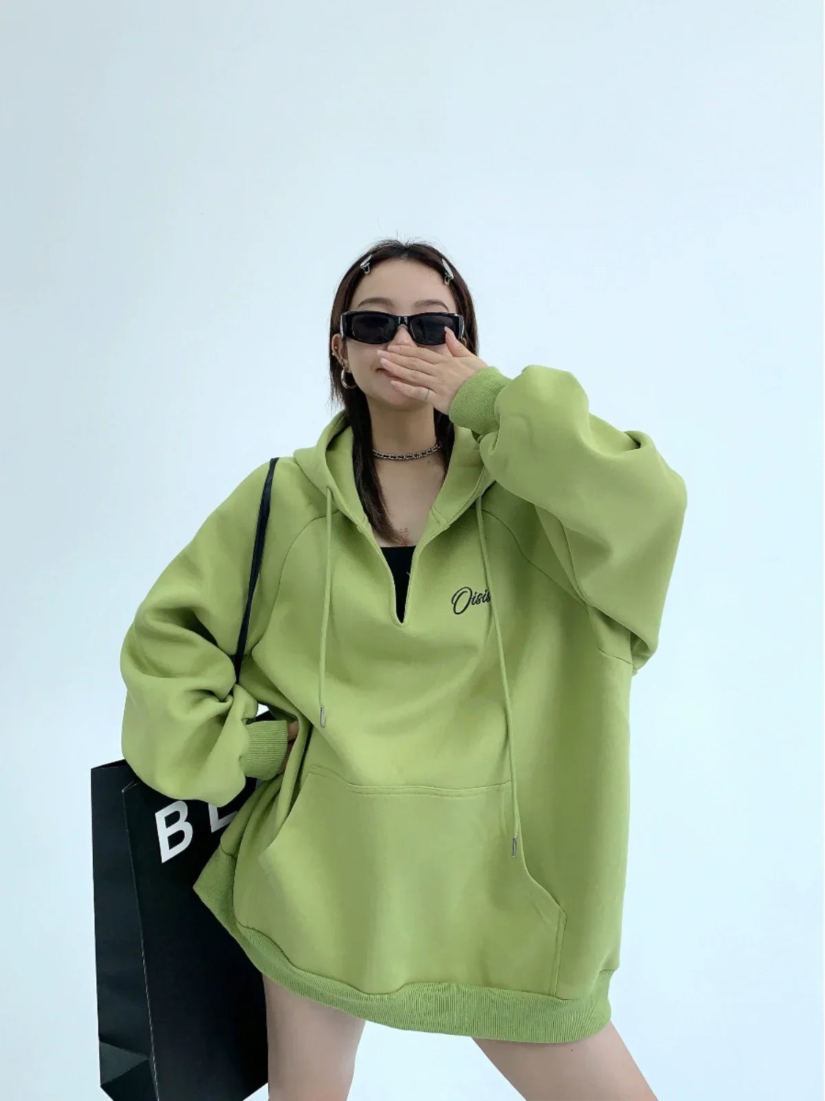 Oversized V-Neck Hoodie