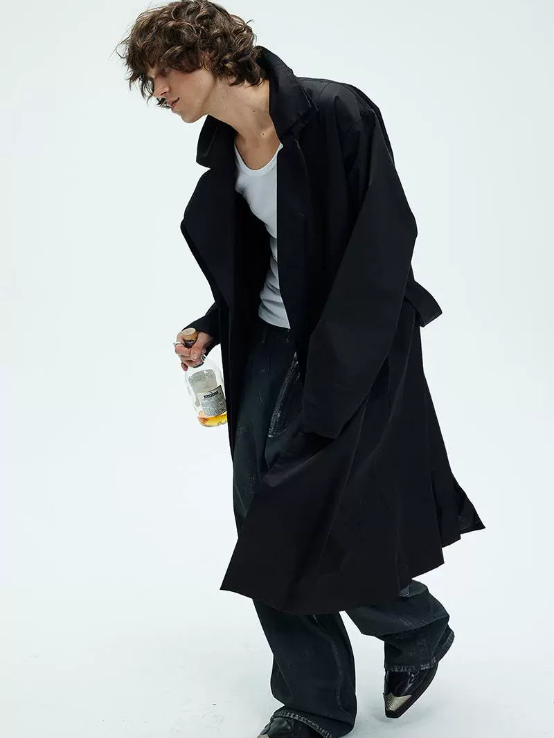 Double Neckline A-line Long Coat