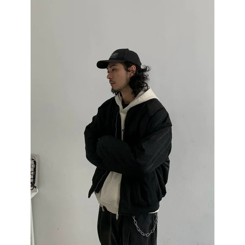 Kurze Nylonjacke mit Reißverschluss - Schwarz / M