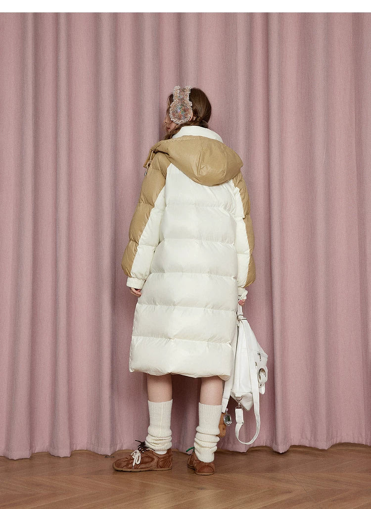 Stand Neck Long White Duck Down Coat