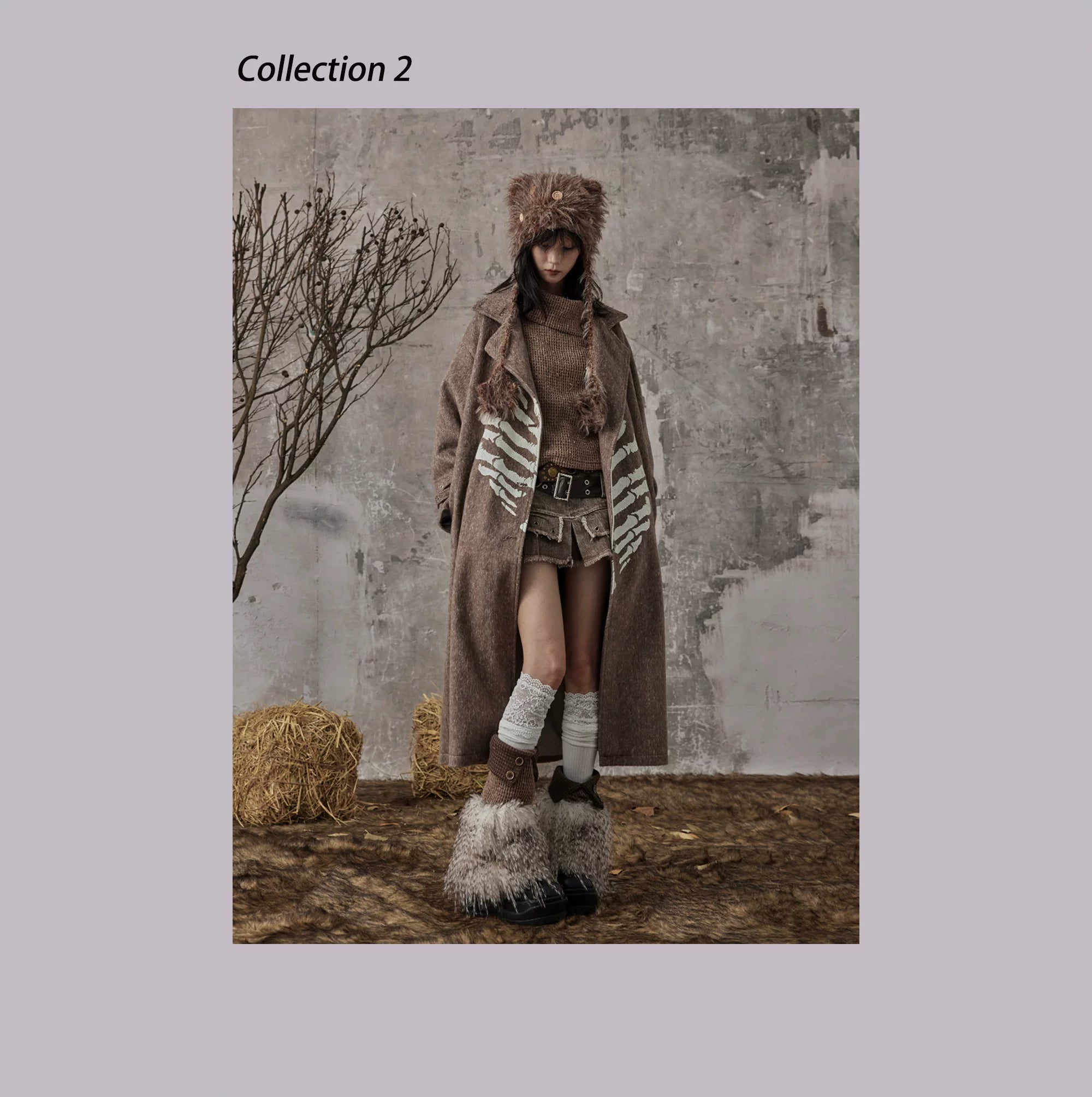 Patchwork Knit Button Fuzzy Leg Warmers