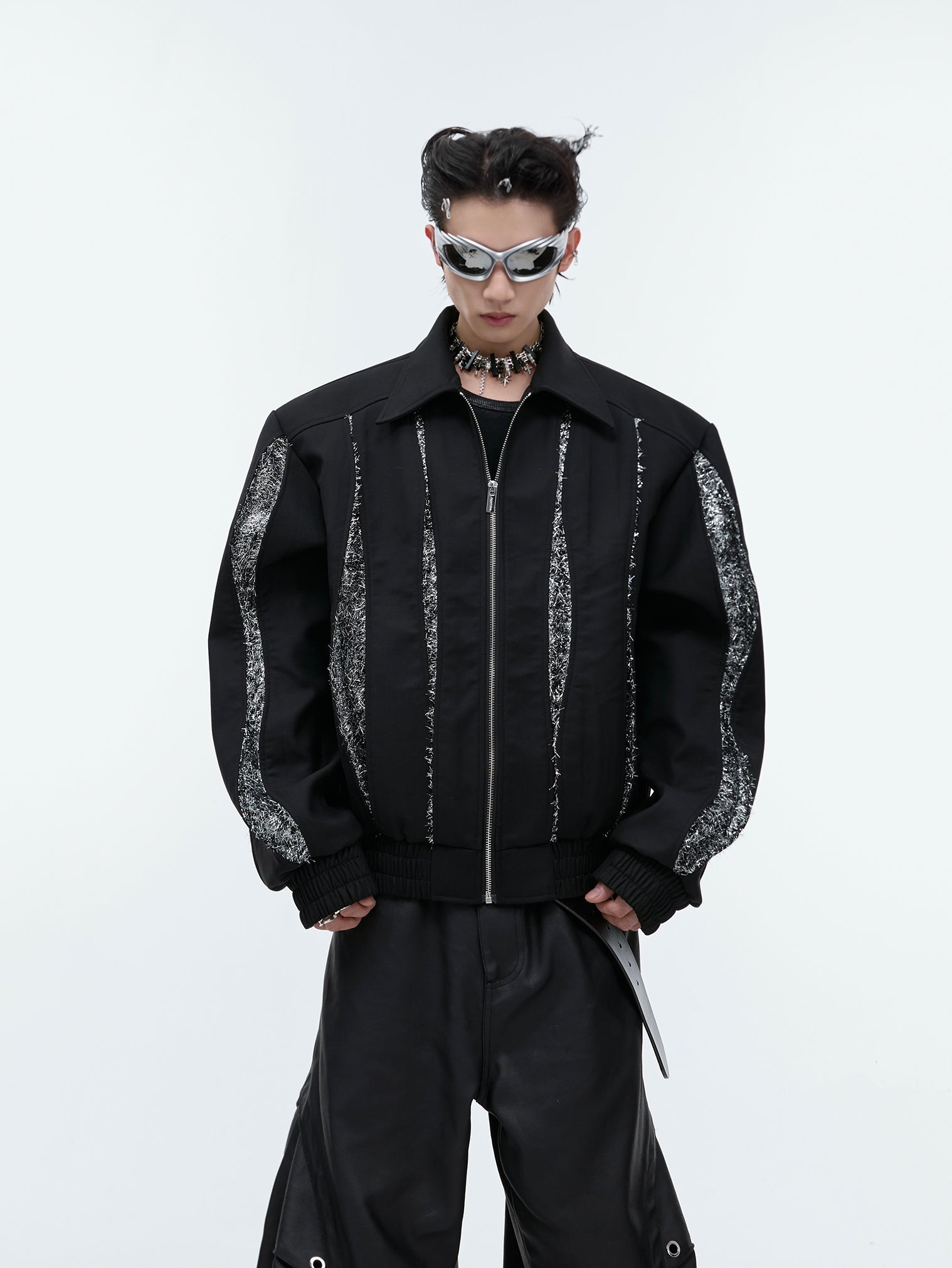 Zipper Shoulder Pad Short Jacket