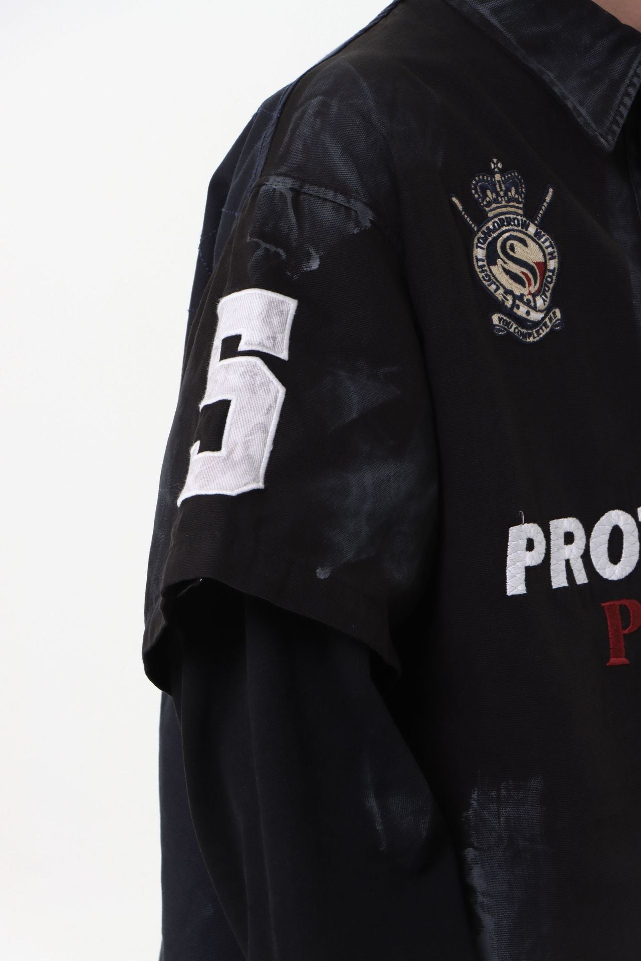 Dirty Washed Fake Layered Long Sleeve T-Shirt