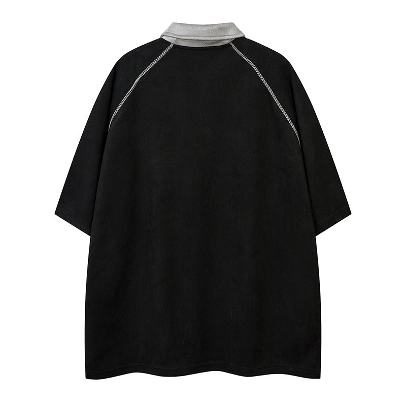 Roll-neck Embroidered Polo T-shirt