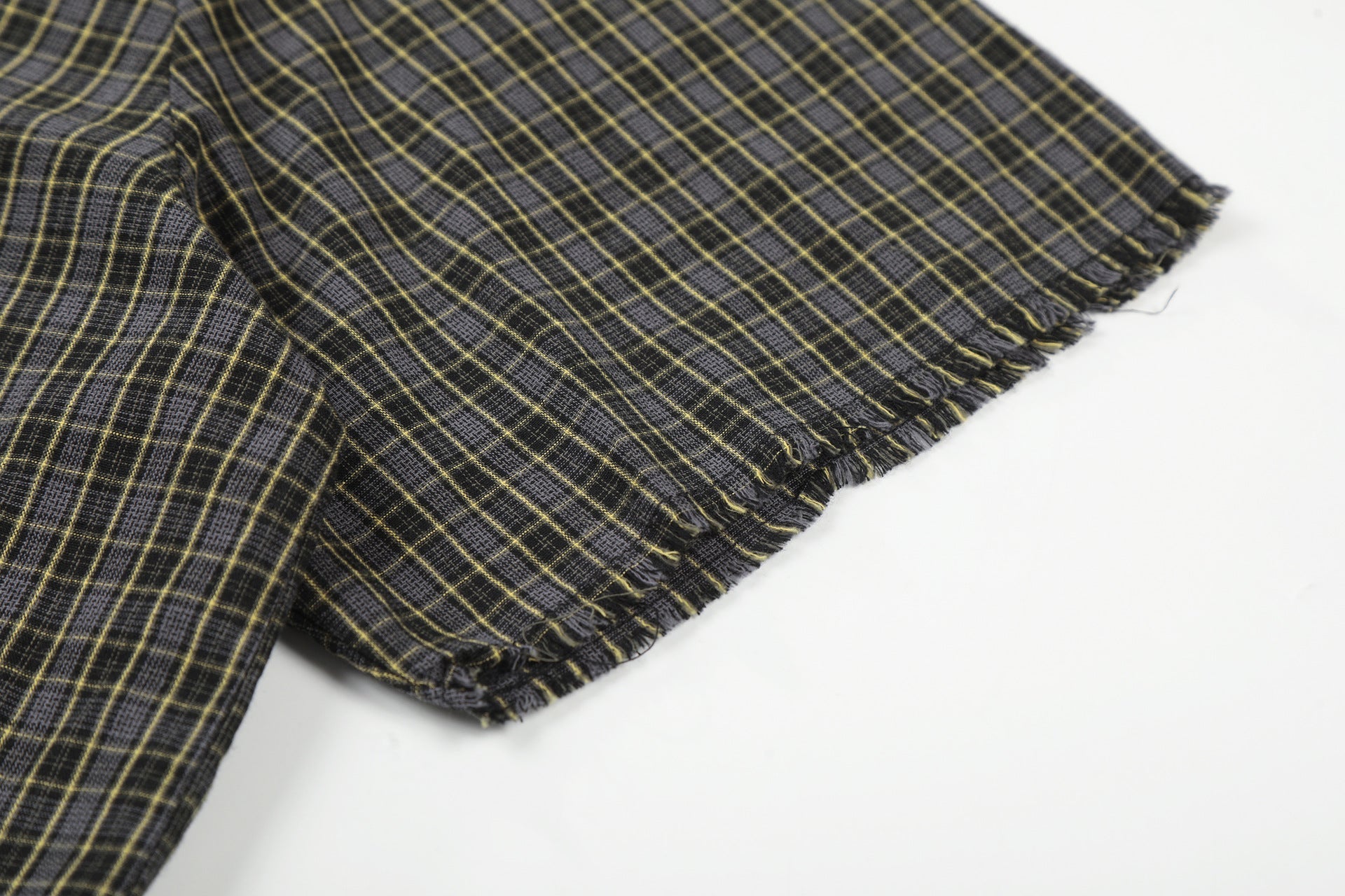 Plaid Cut Gradient Washed Short Sleeve Shirt
