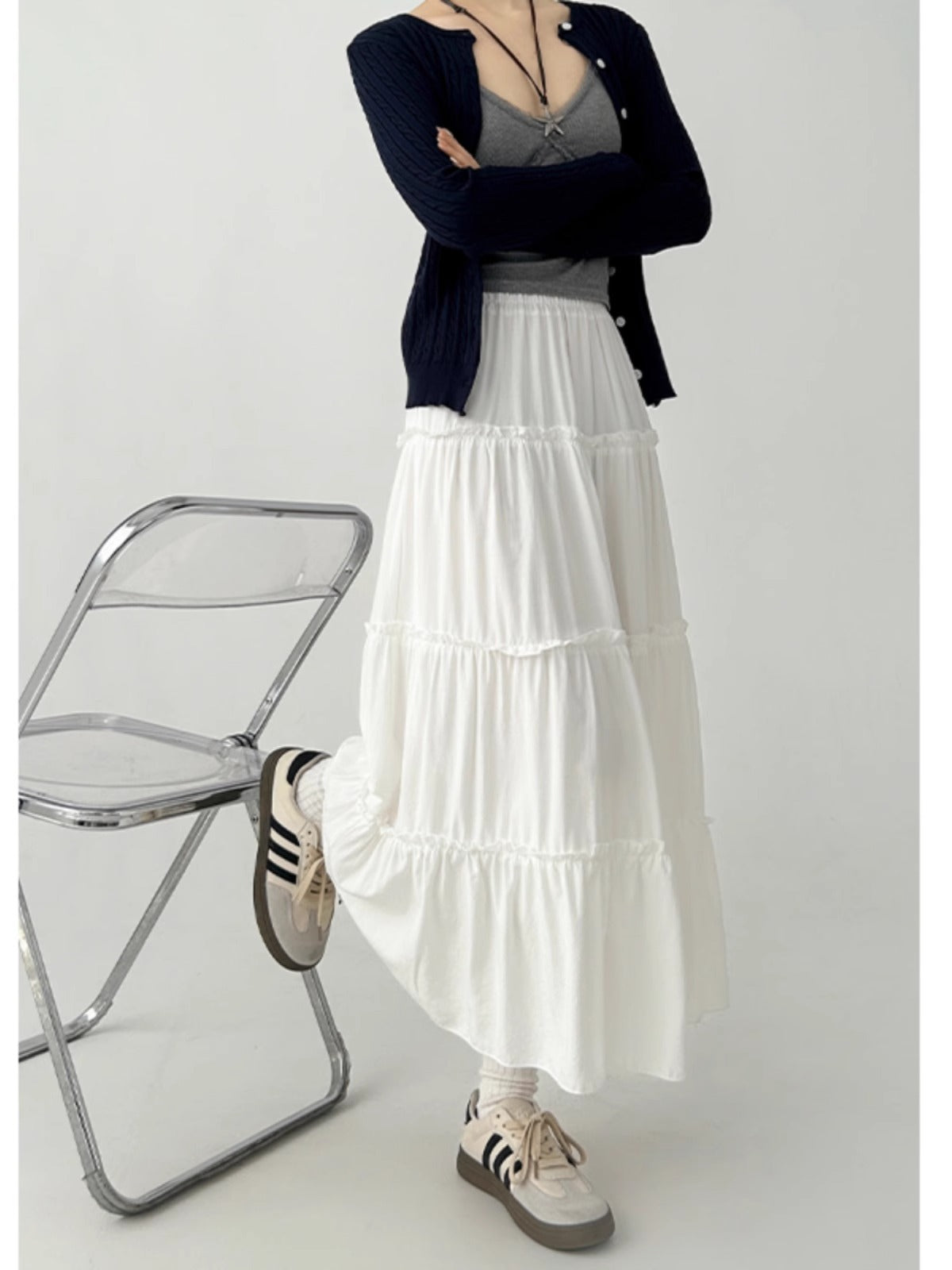 White Tiered Maxi Skirt