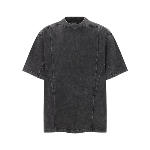 Washed Panel Short Sleeve T-Shirt - Black / M