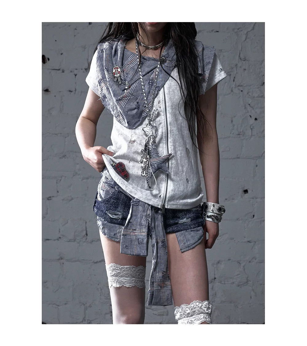 Rhinestone Star Lace Multi-Use Chain Necklace