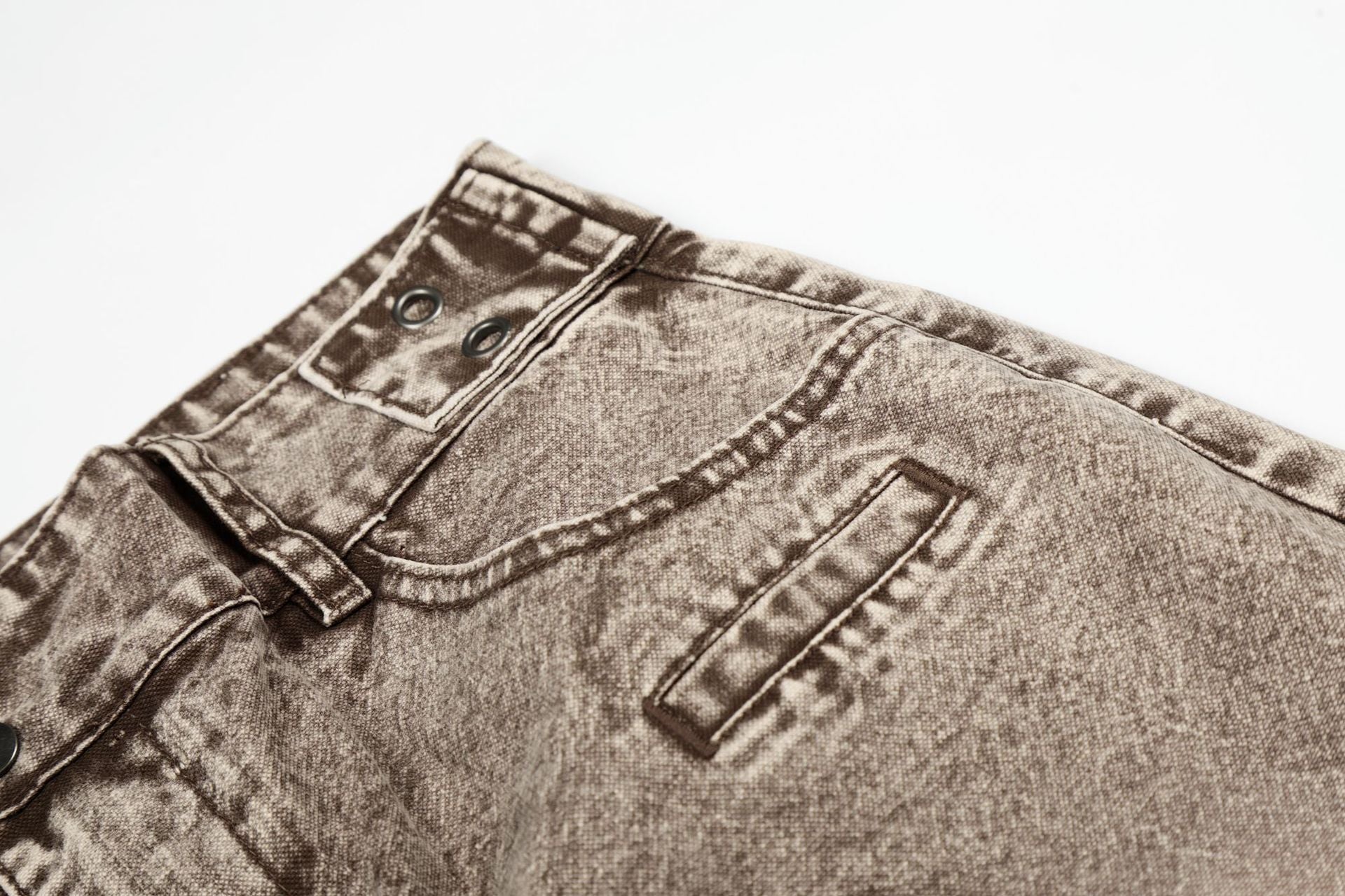 Washed Damage Wide Leg Curved Denim Jeans