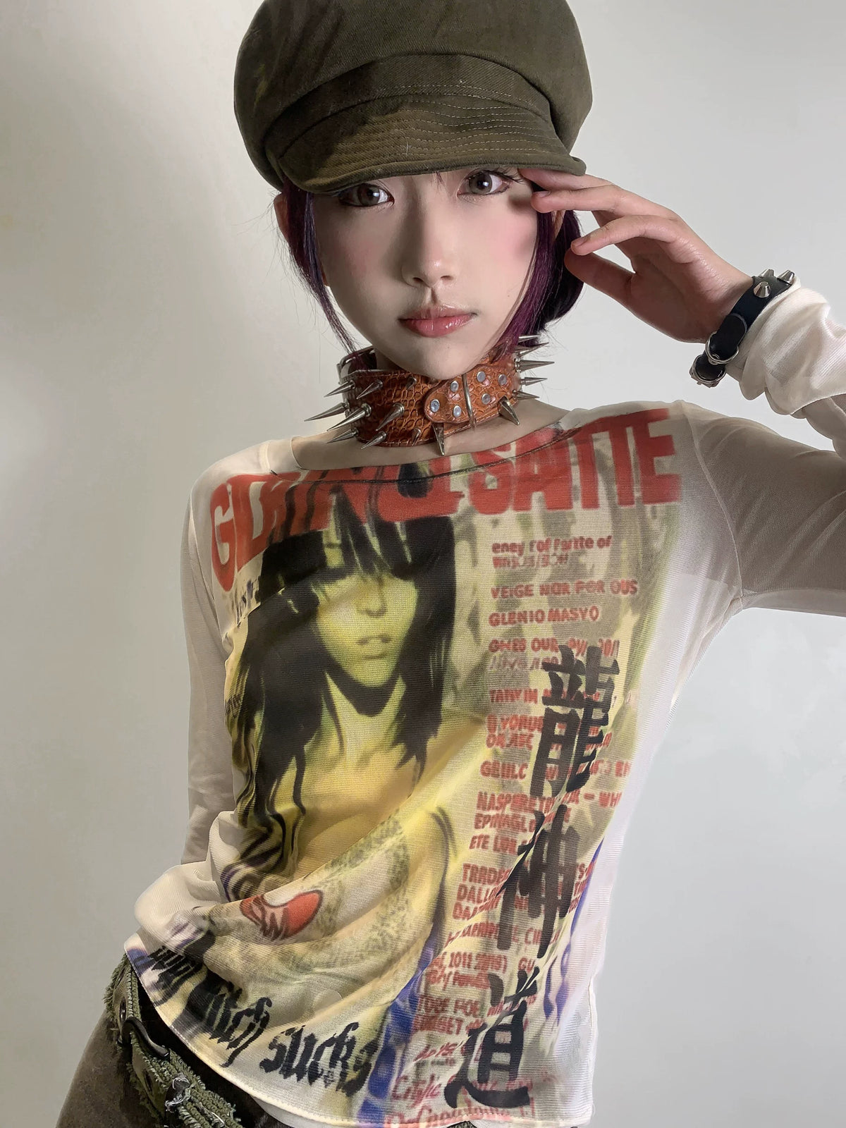 Y2k Punk Style Mesh Long Sleeve T-Shirt