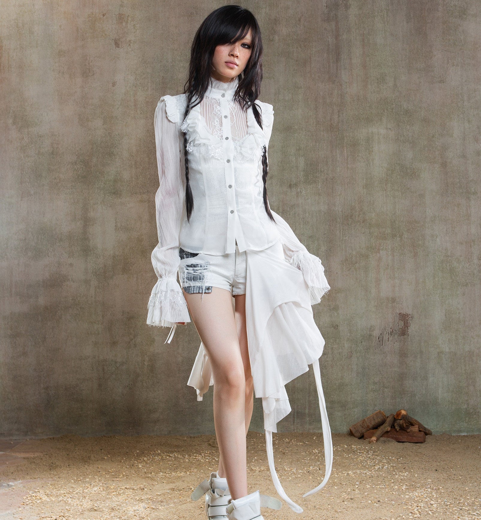 Sheer Chiffon Gothic Court Style Blouse