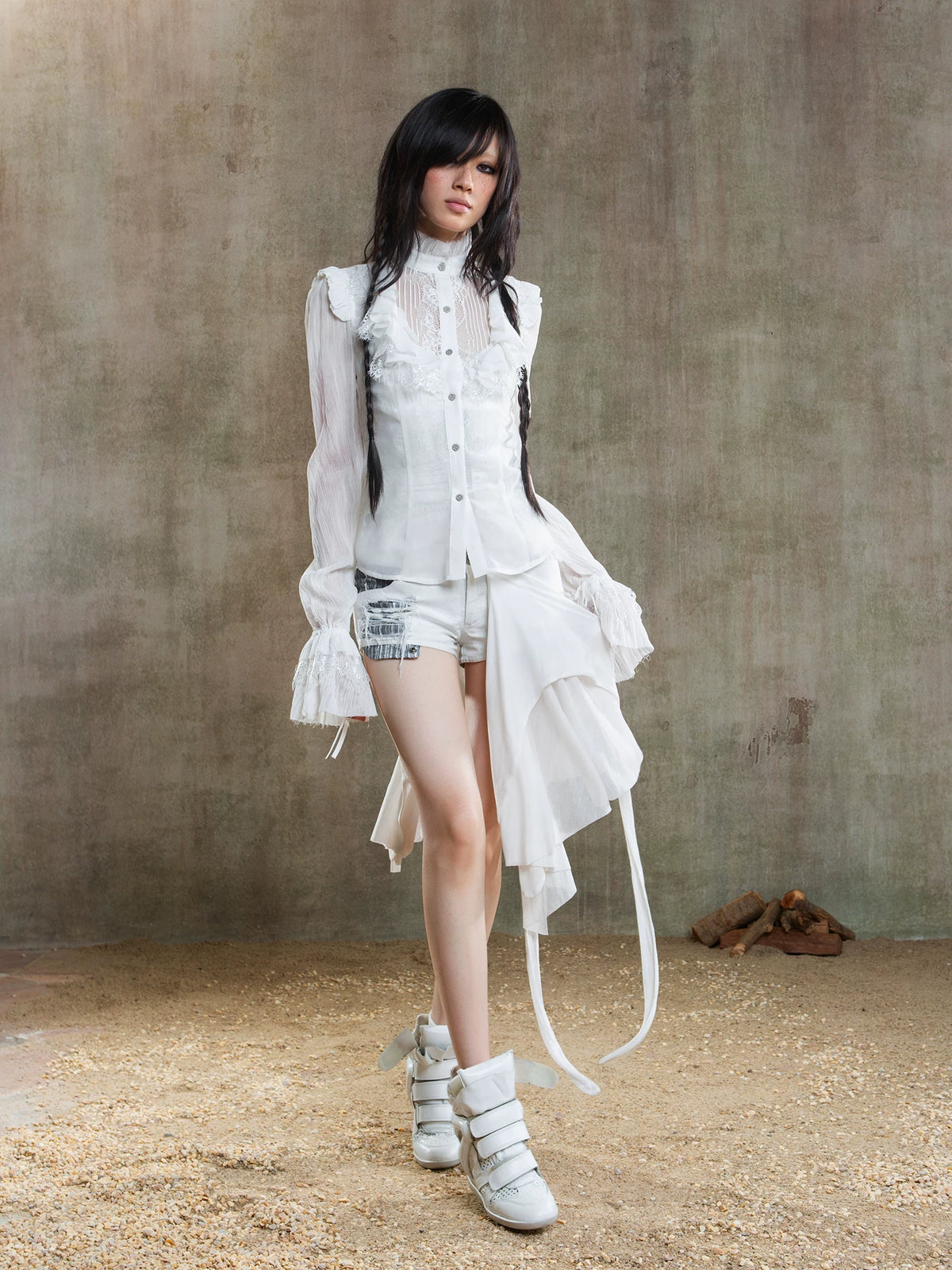 Sheer Chiffon Gothic Court Style Blouse